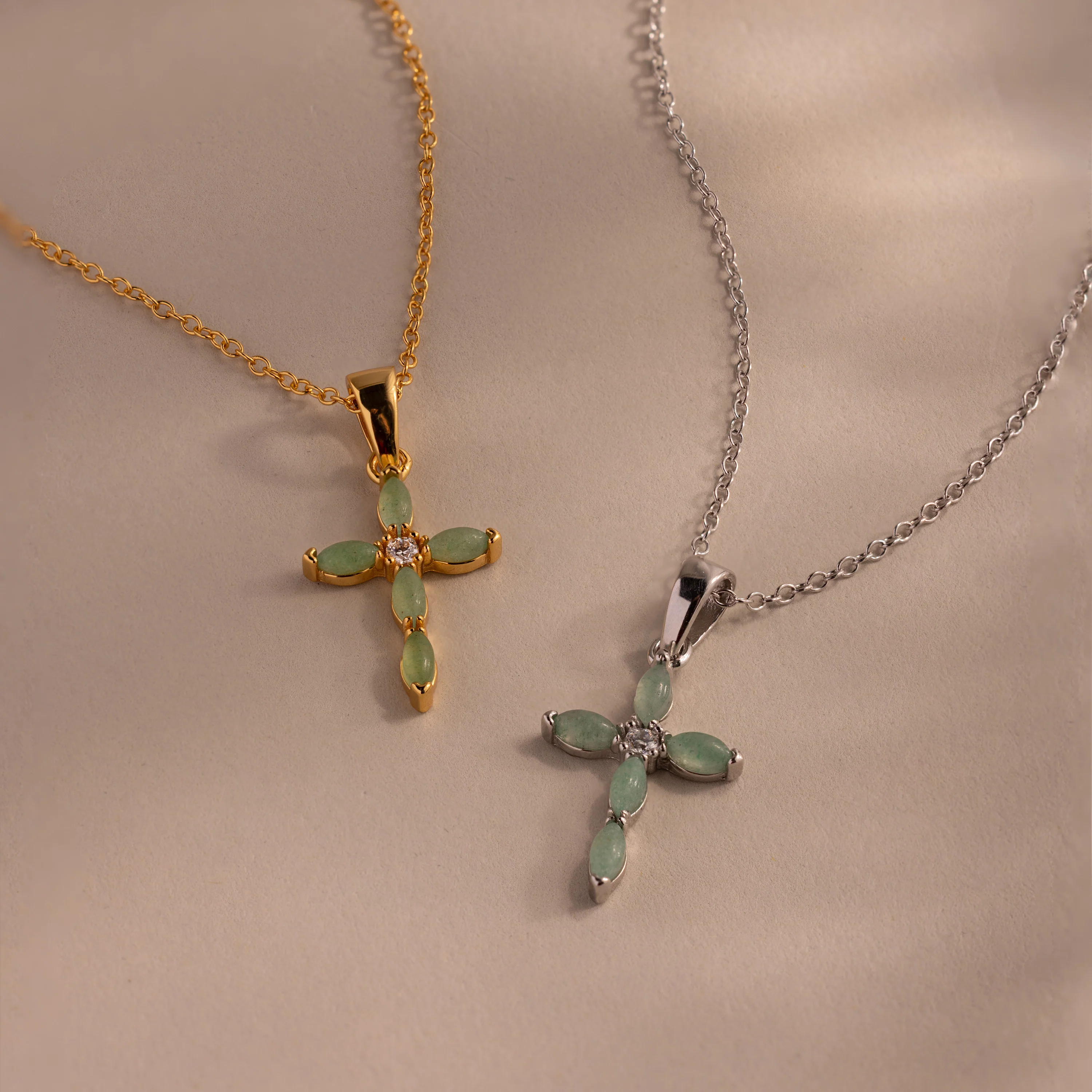Marquise Jade Cross Necklace - Image 3
