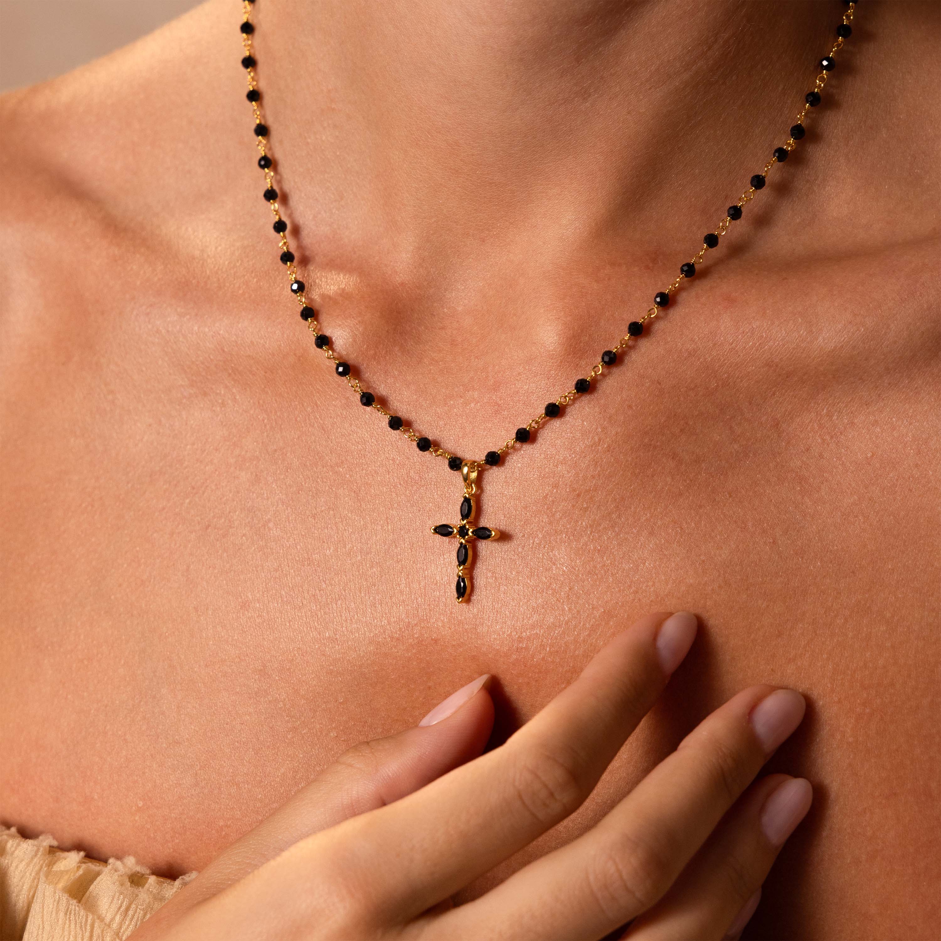 Midnight Cross Necklace in 18K Gold - Image 2