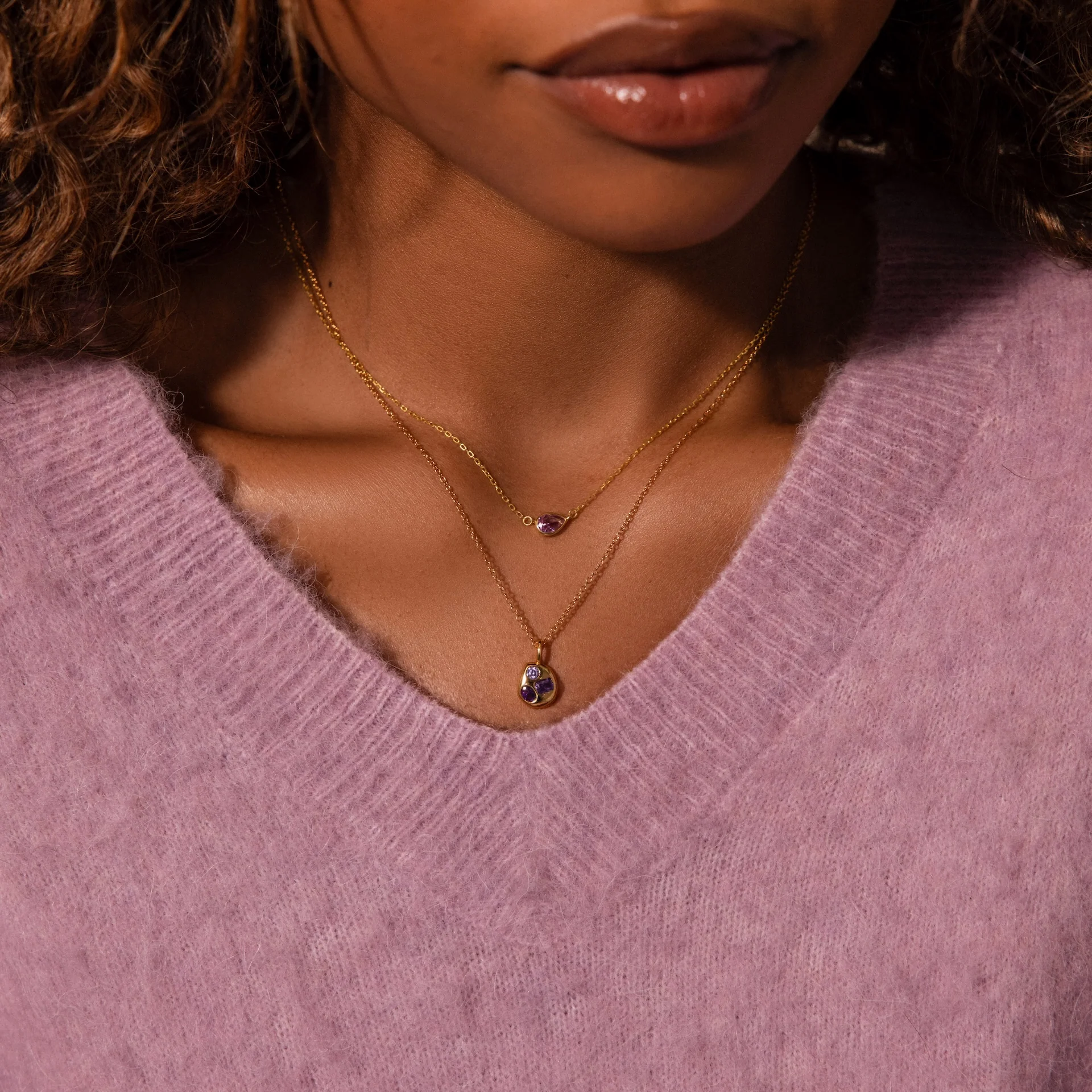 Mixed Diamond Capsule Necklace - Image 4