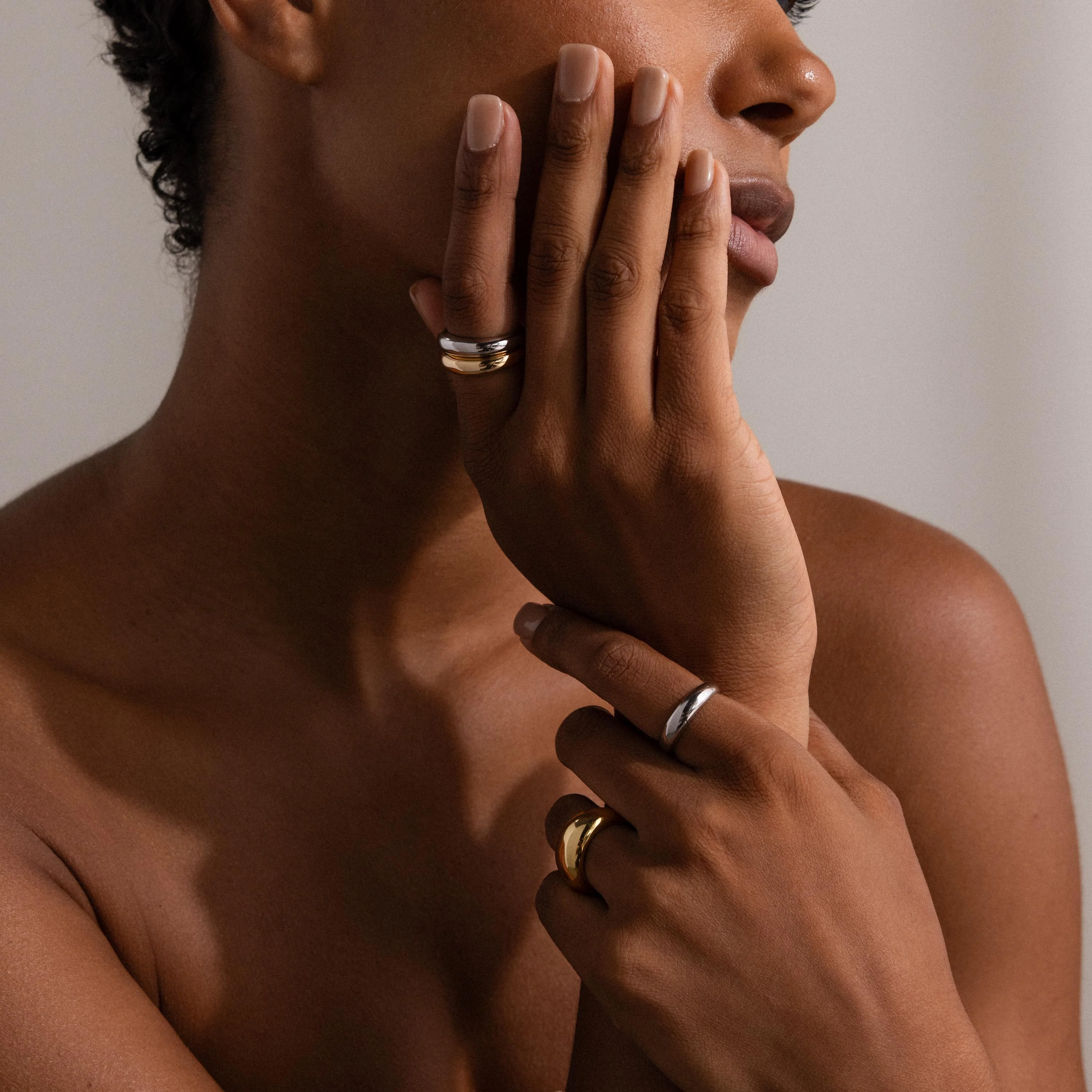 Mixed Metal Dome Ring Set - Image 4