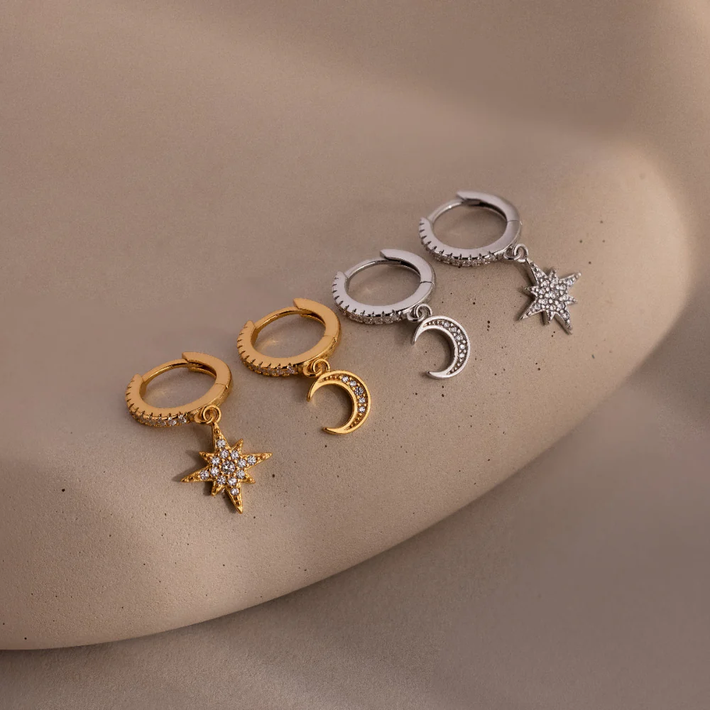 Moon and Star Huggies in Silver - Image 5