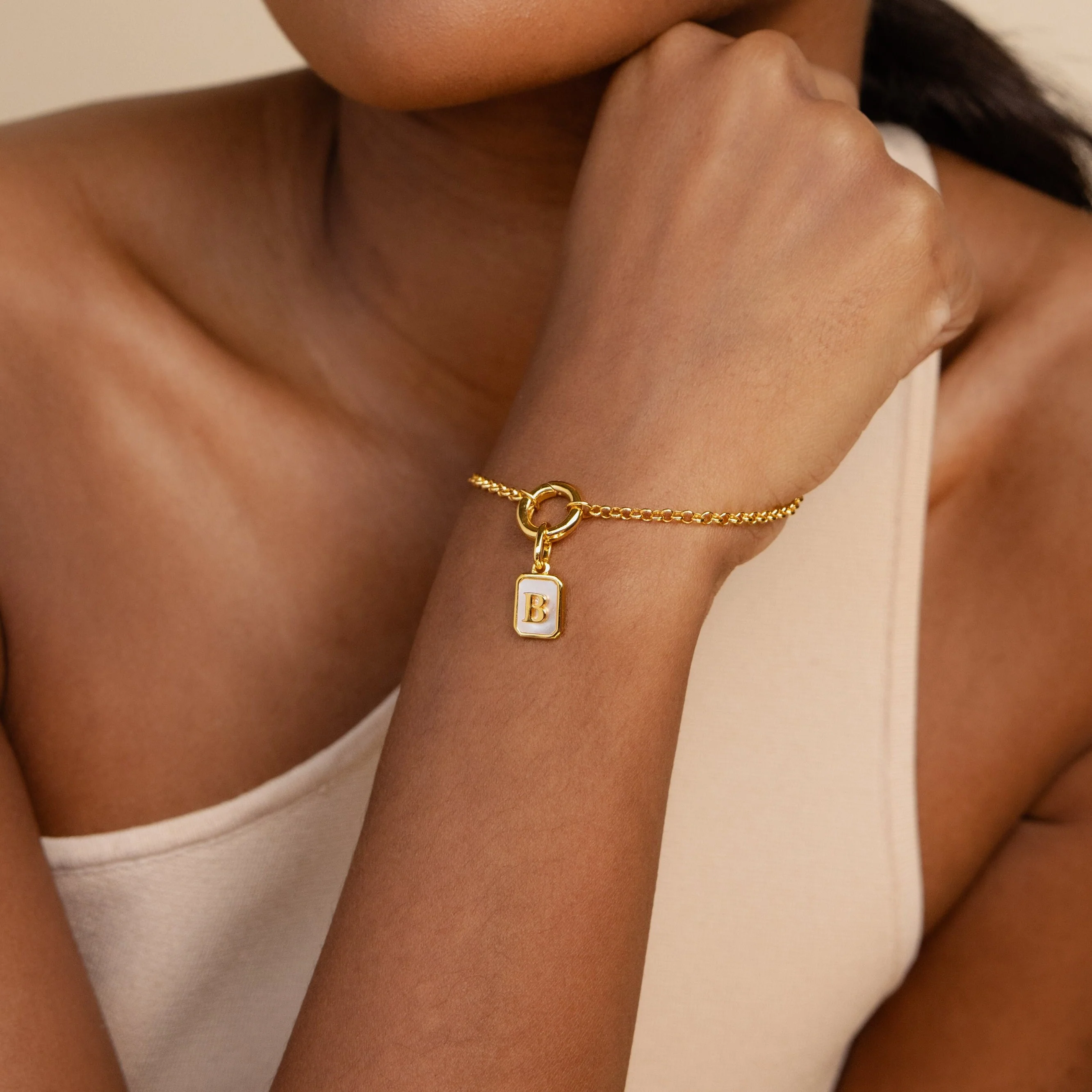 Mother of Pearl Initial Charm - Image 4