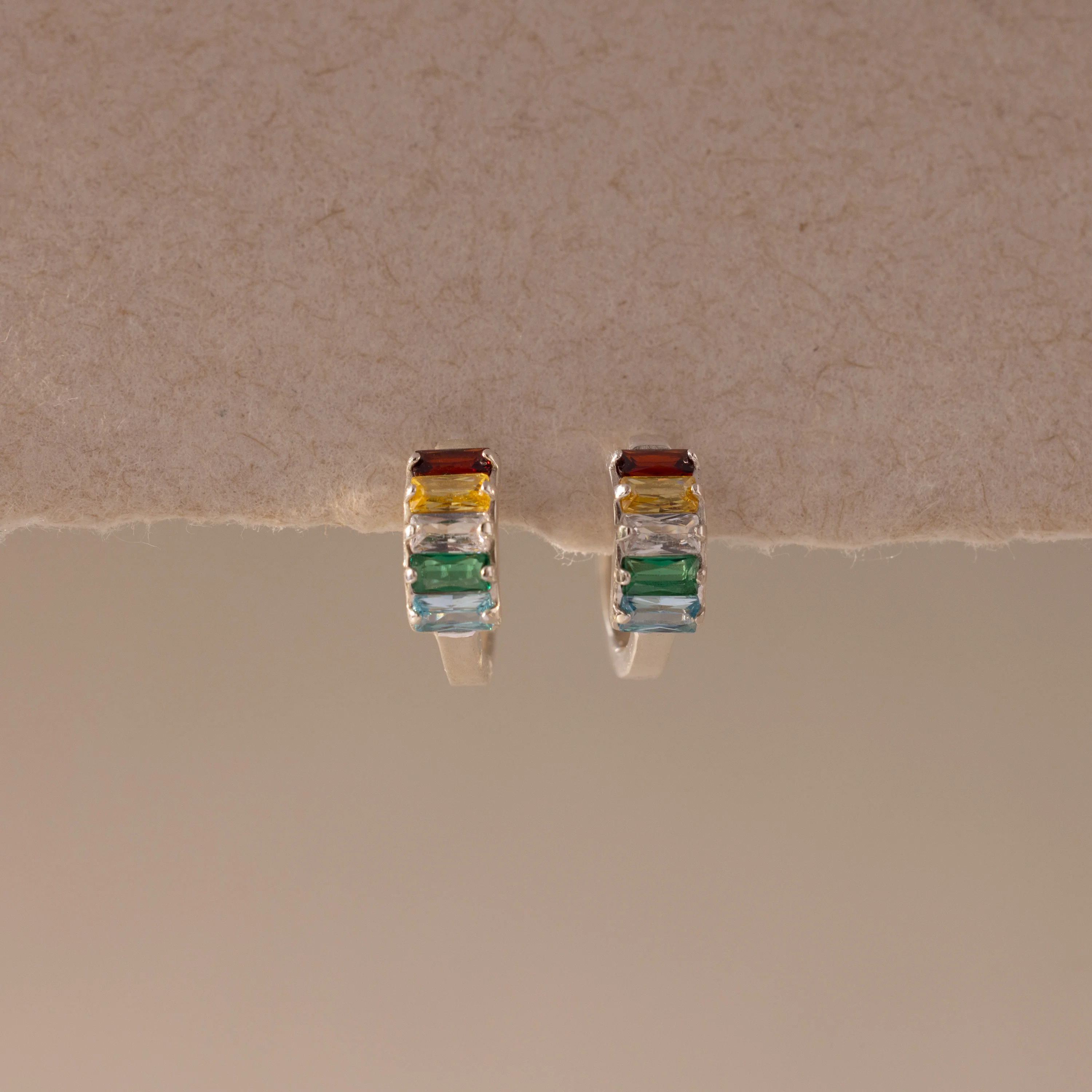 Multiple Baguette Birthstone Huggies - Image 3