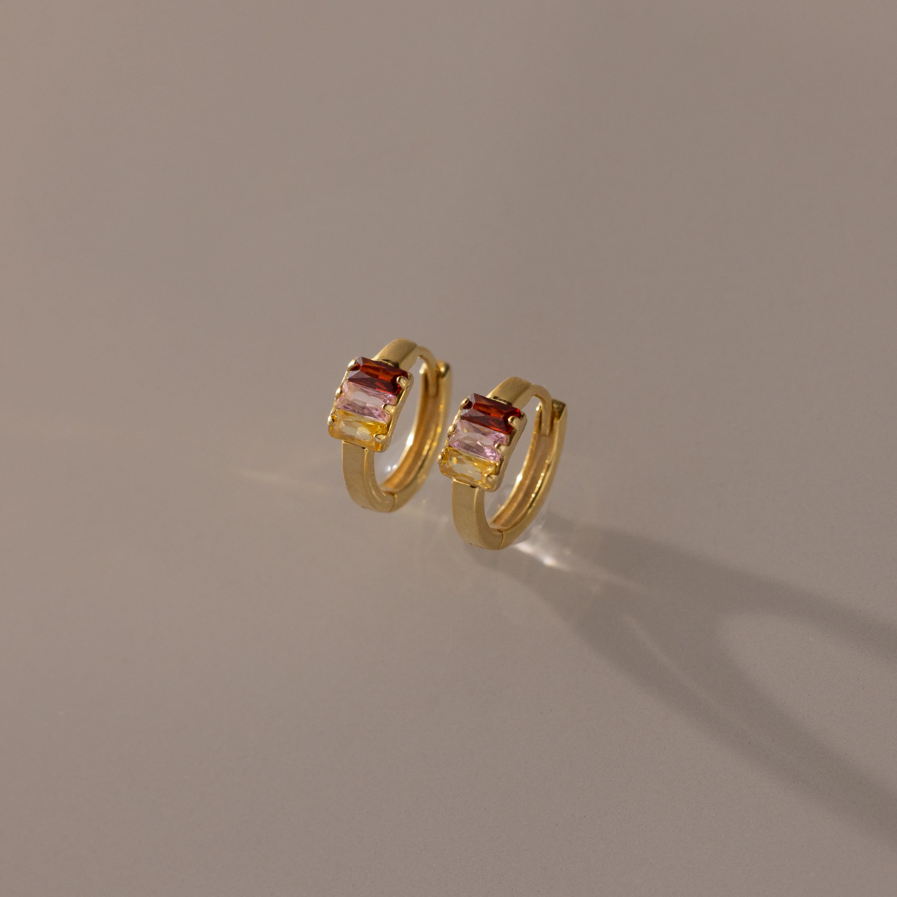 Multiple Baguette Birthstone Huggies - Image 7