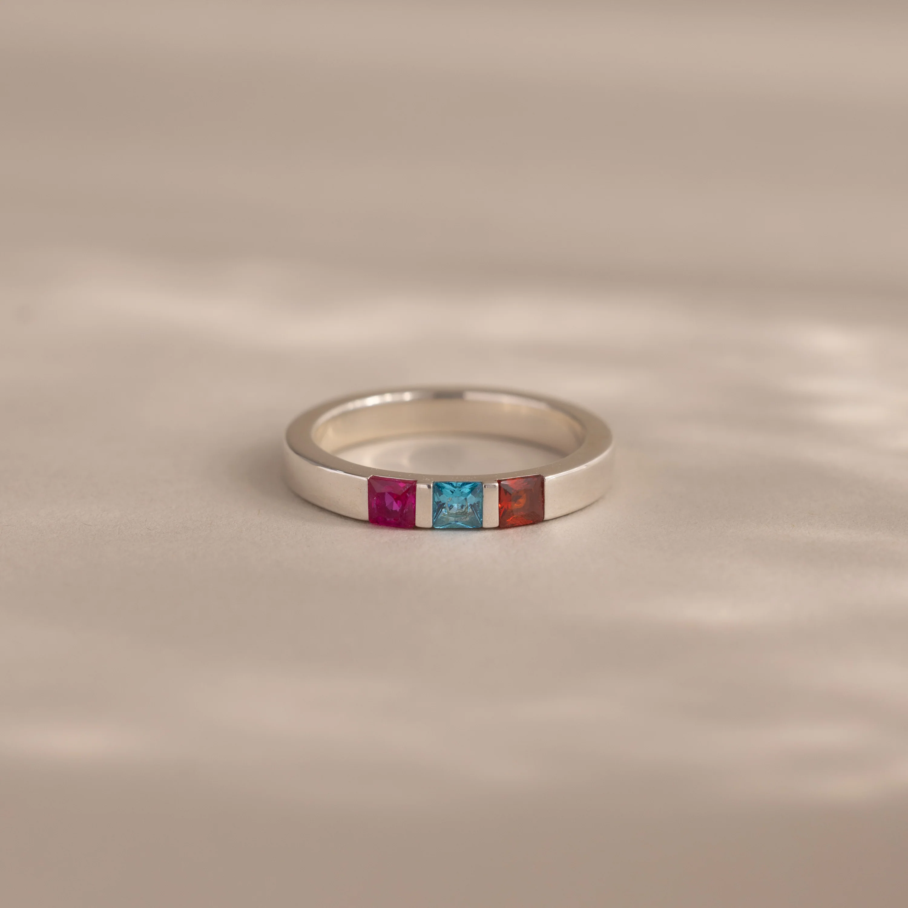 Multiple Birthstone Band in Silver