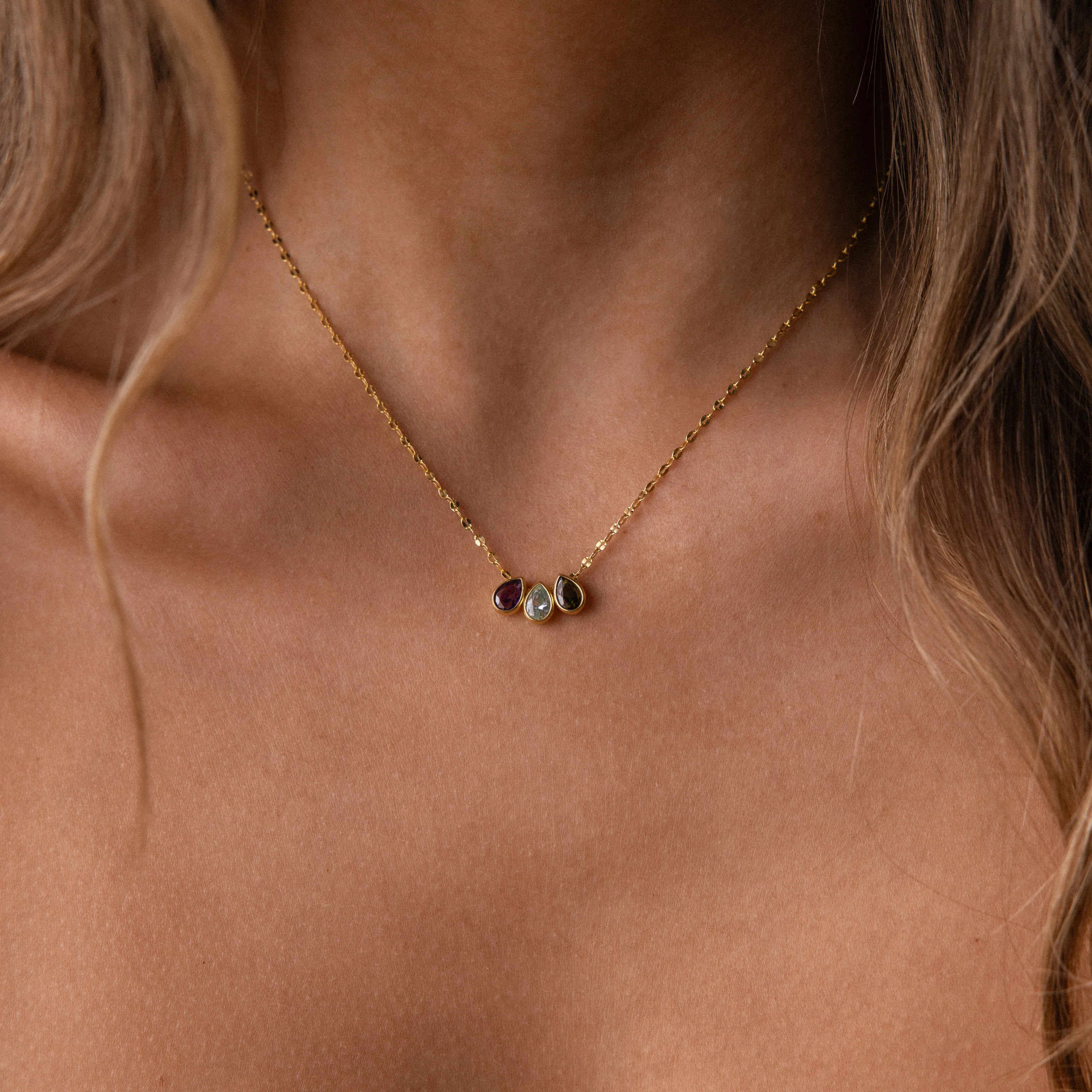 Multiple Teardrop Birthstone Necklace - Image 2