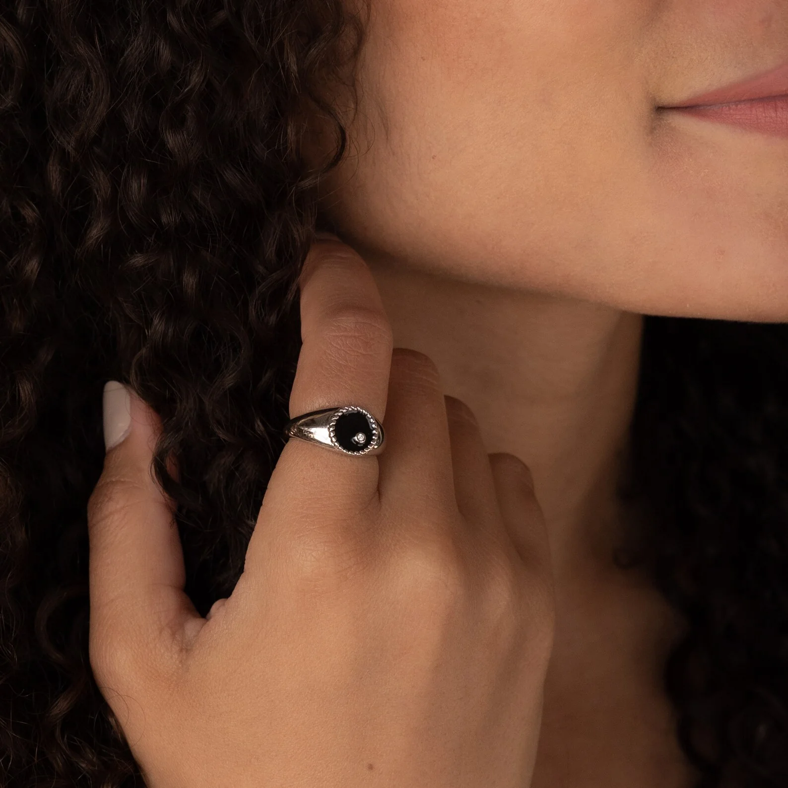 Natasha Black Signet Ring - Image 4
