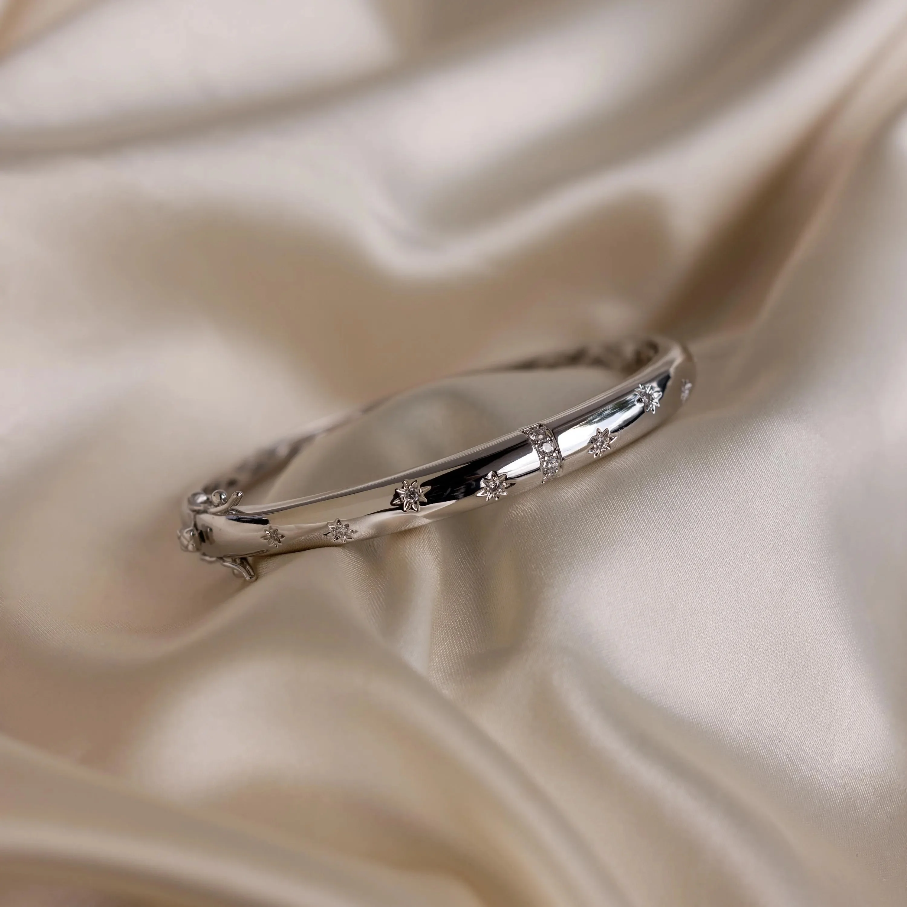 North Star Bangle Bracelet in Silver