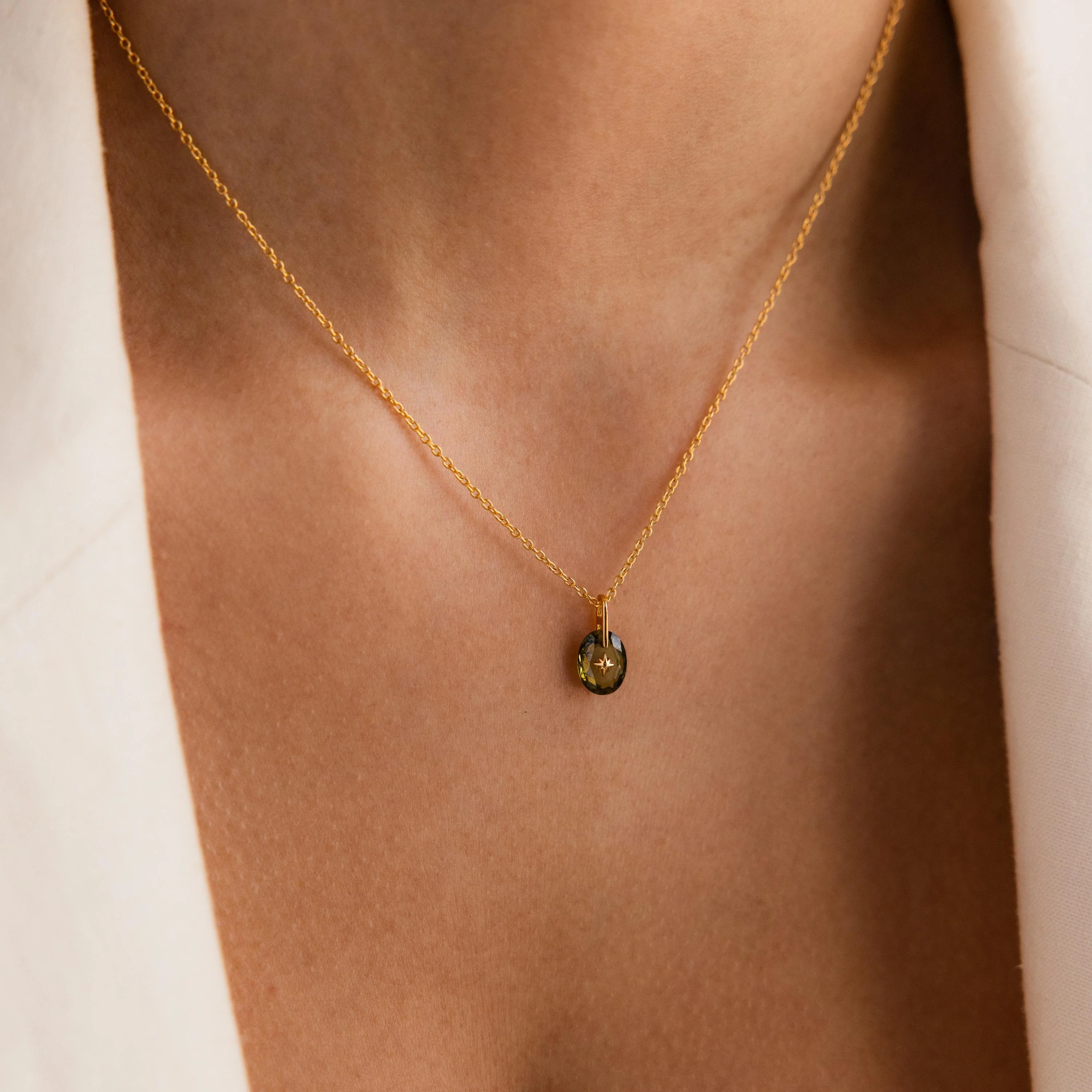 North Star Birthstone Signet Necklace in Diamond - Image 2