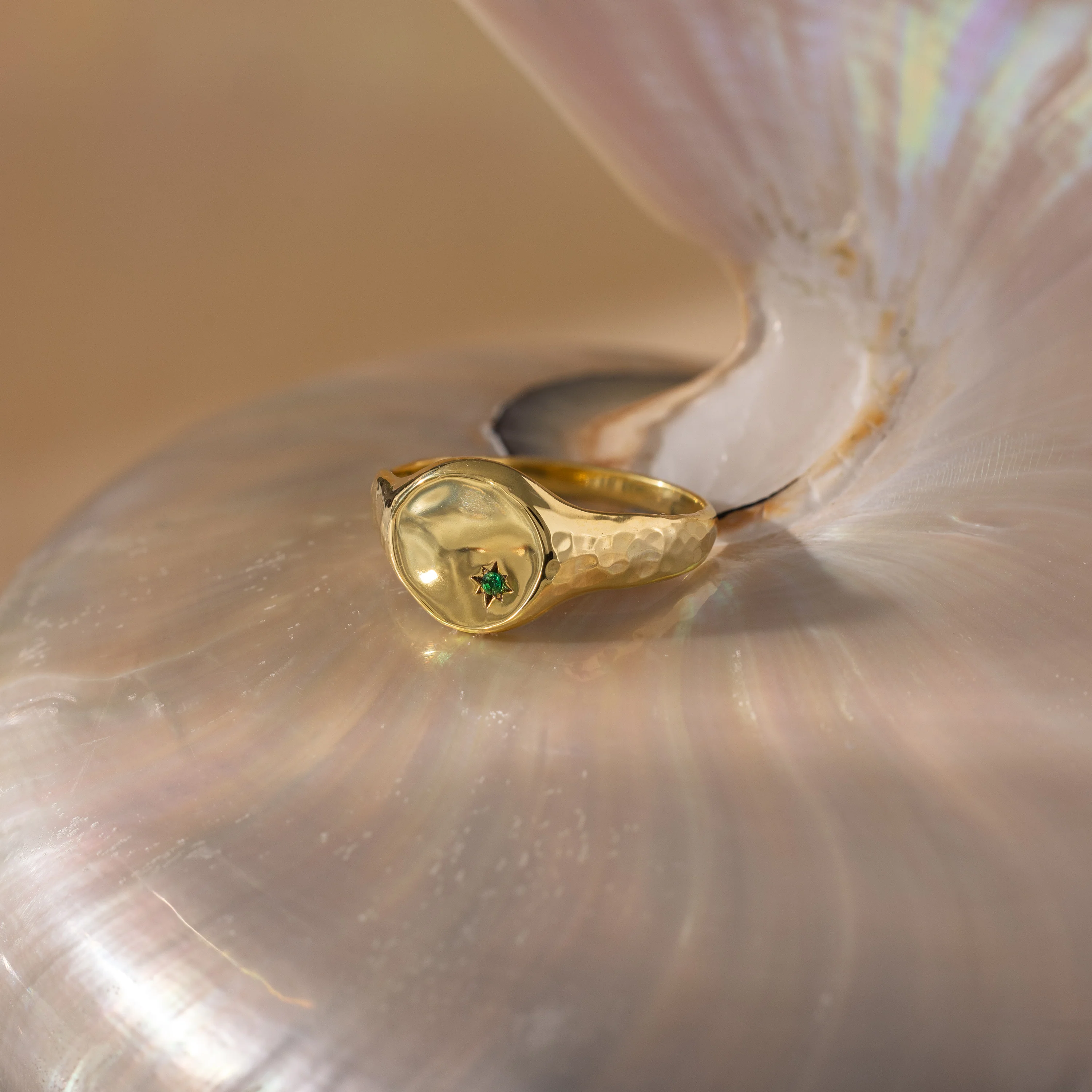 North Star Diamond Signet Ring