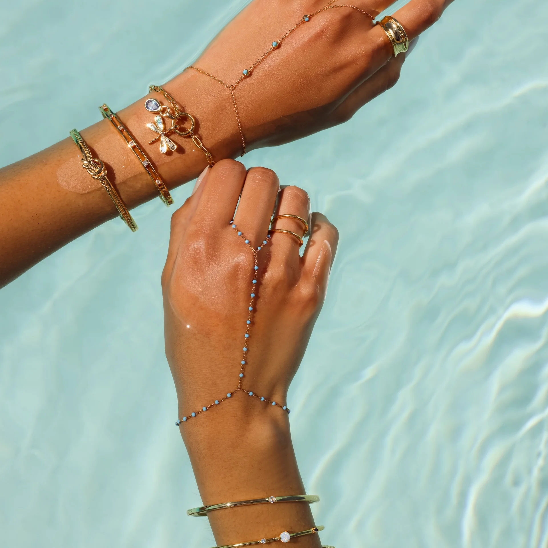Ocean Beaded Hand Chain Bracelet - Image 8