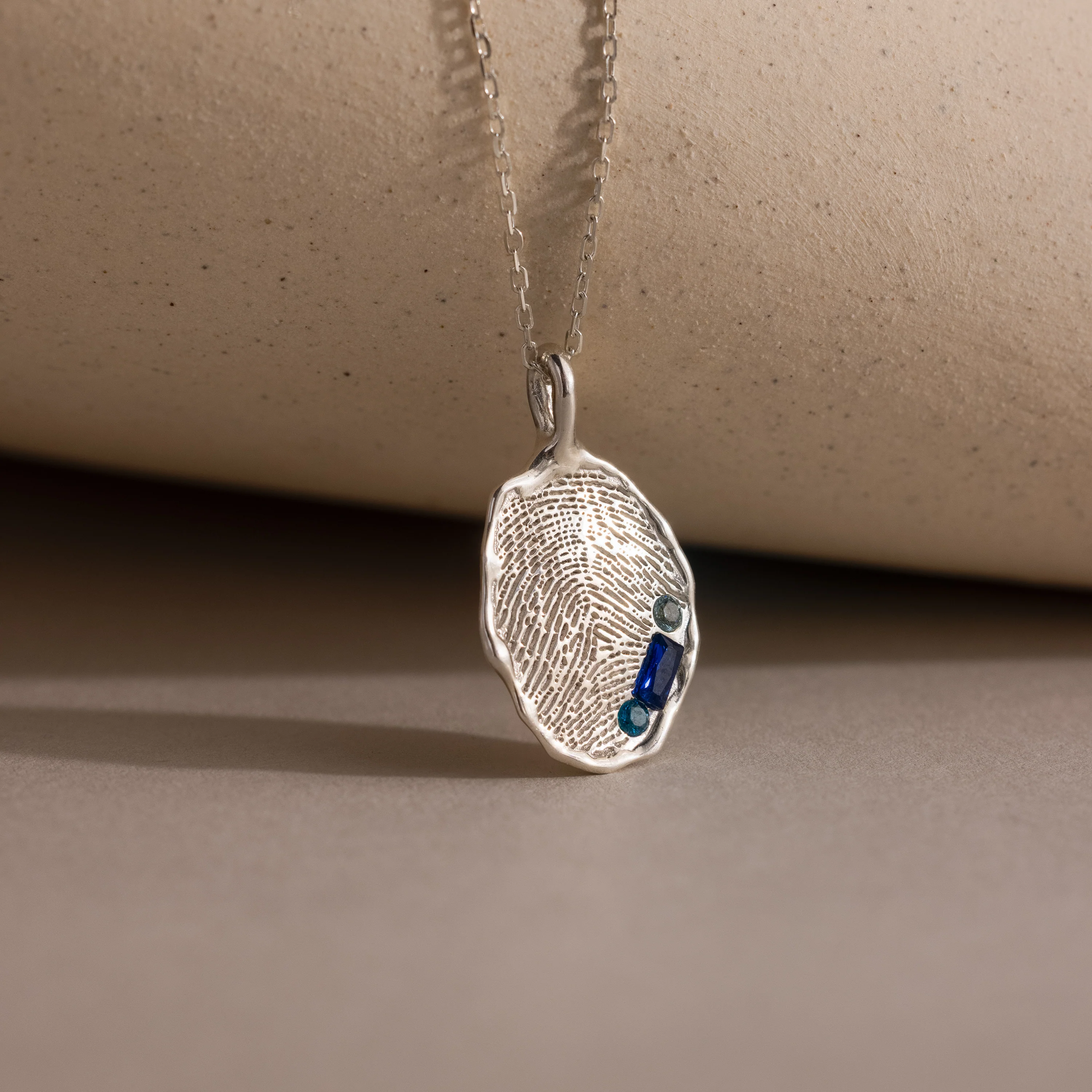 Organic Fingerprint Multi Birthstone Necklace - Image 3