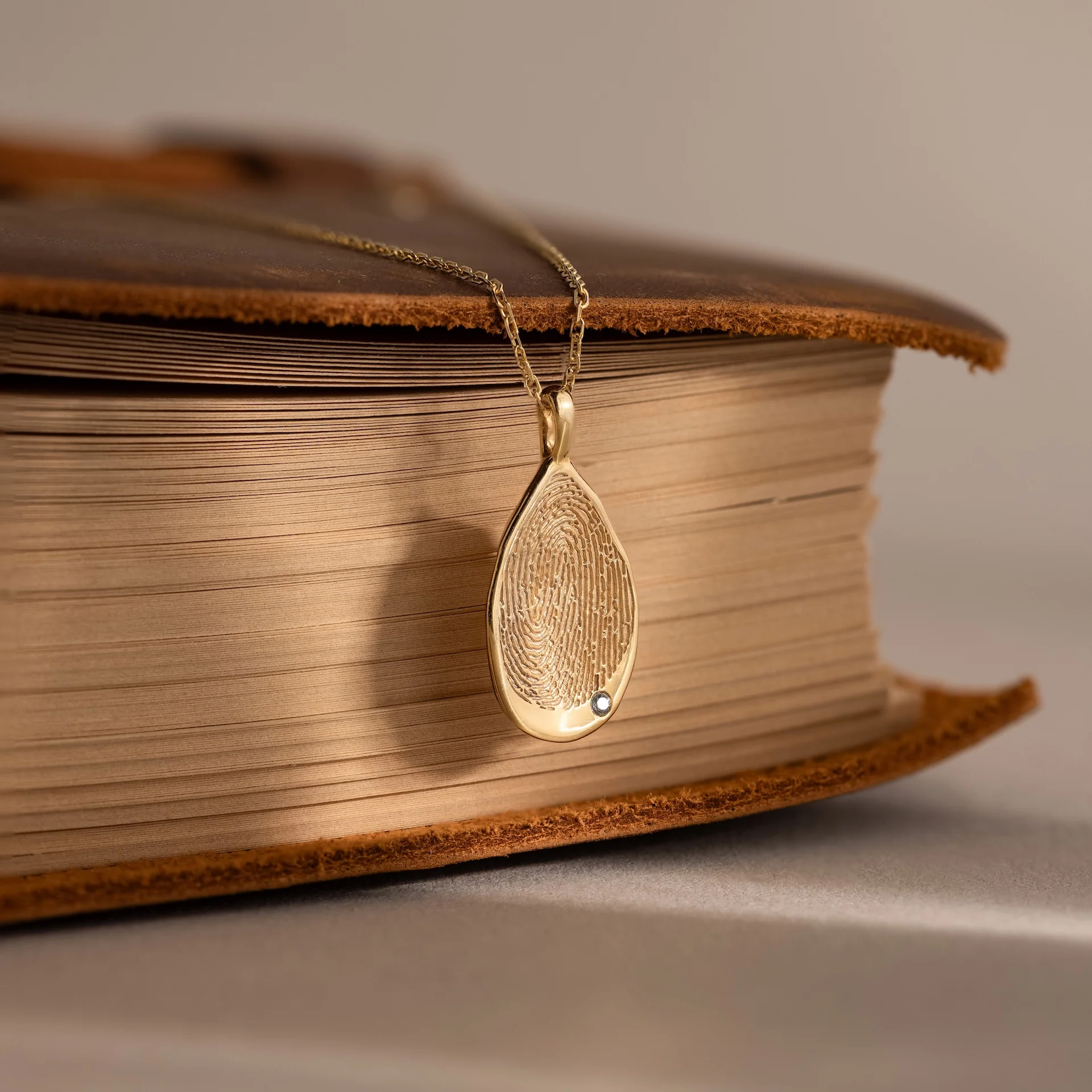 Organic Fingerprint Teardrop Necklace - Image 5