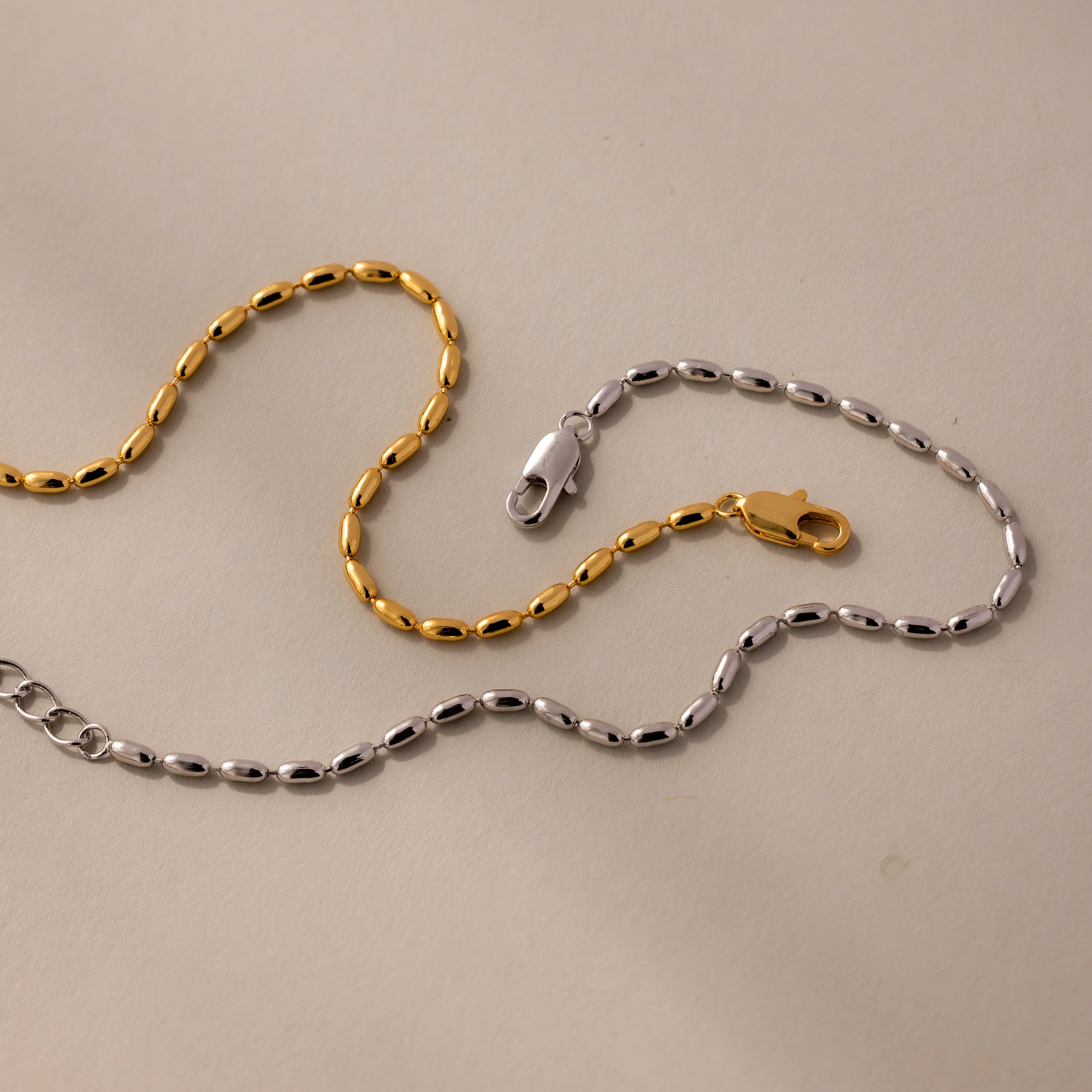 Oval Beaded Bracelet in Silver - Image 5