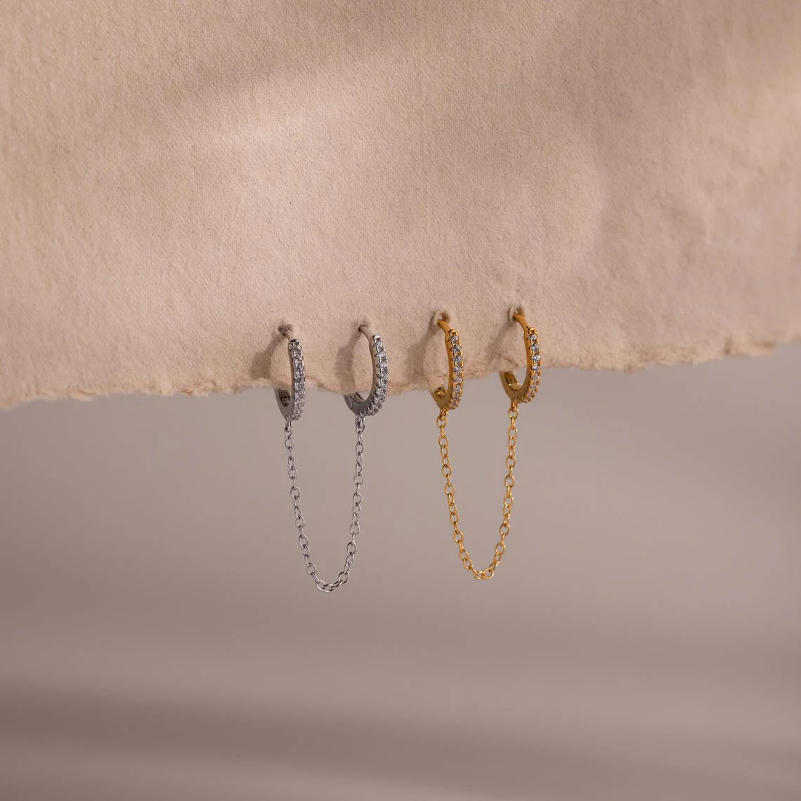 Pave Duo Chain Earrings - Image 2