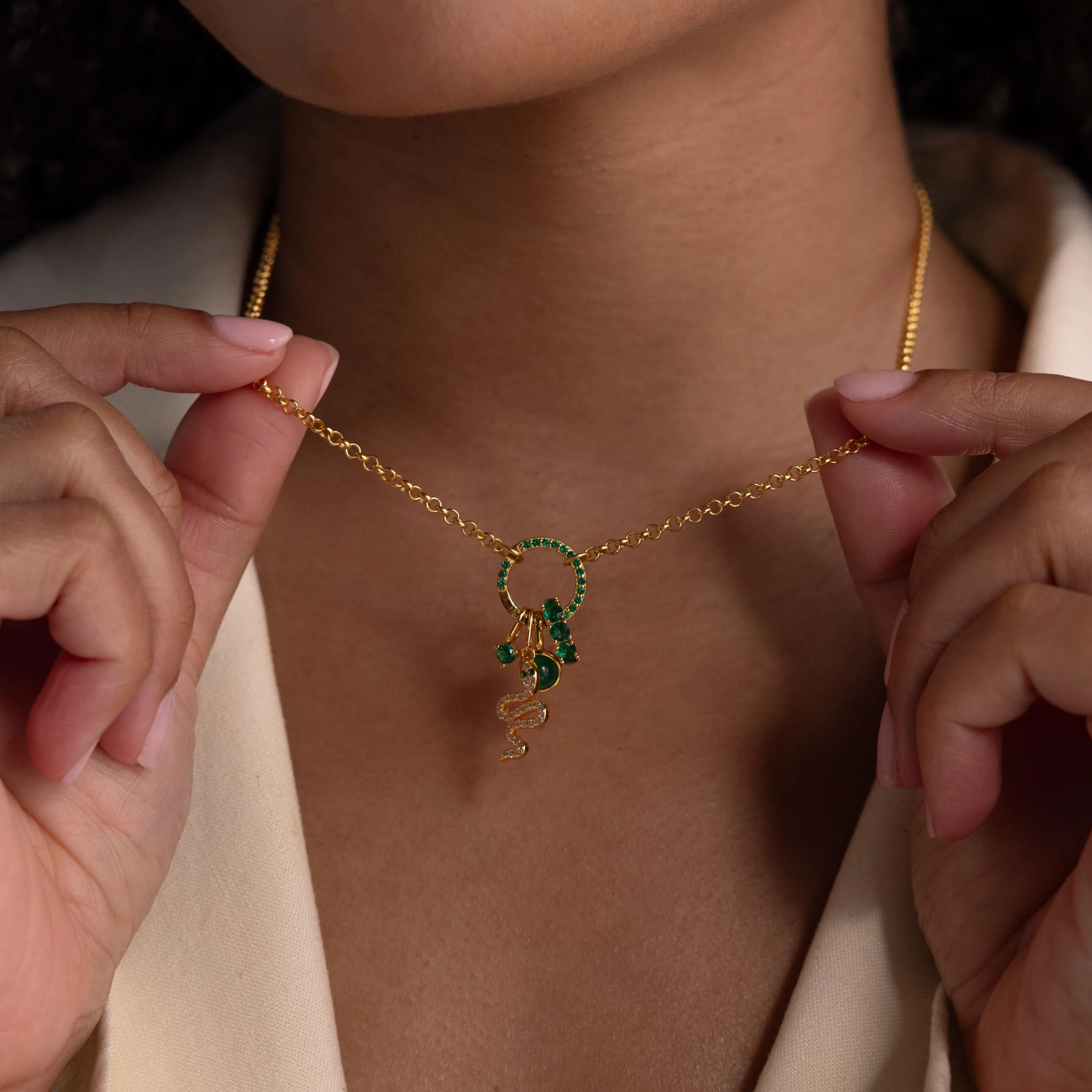 Pave Emerald Charm Clip - Image 2