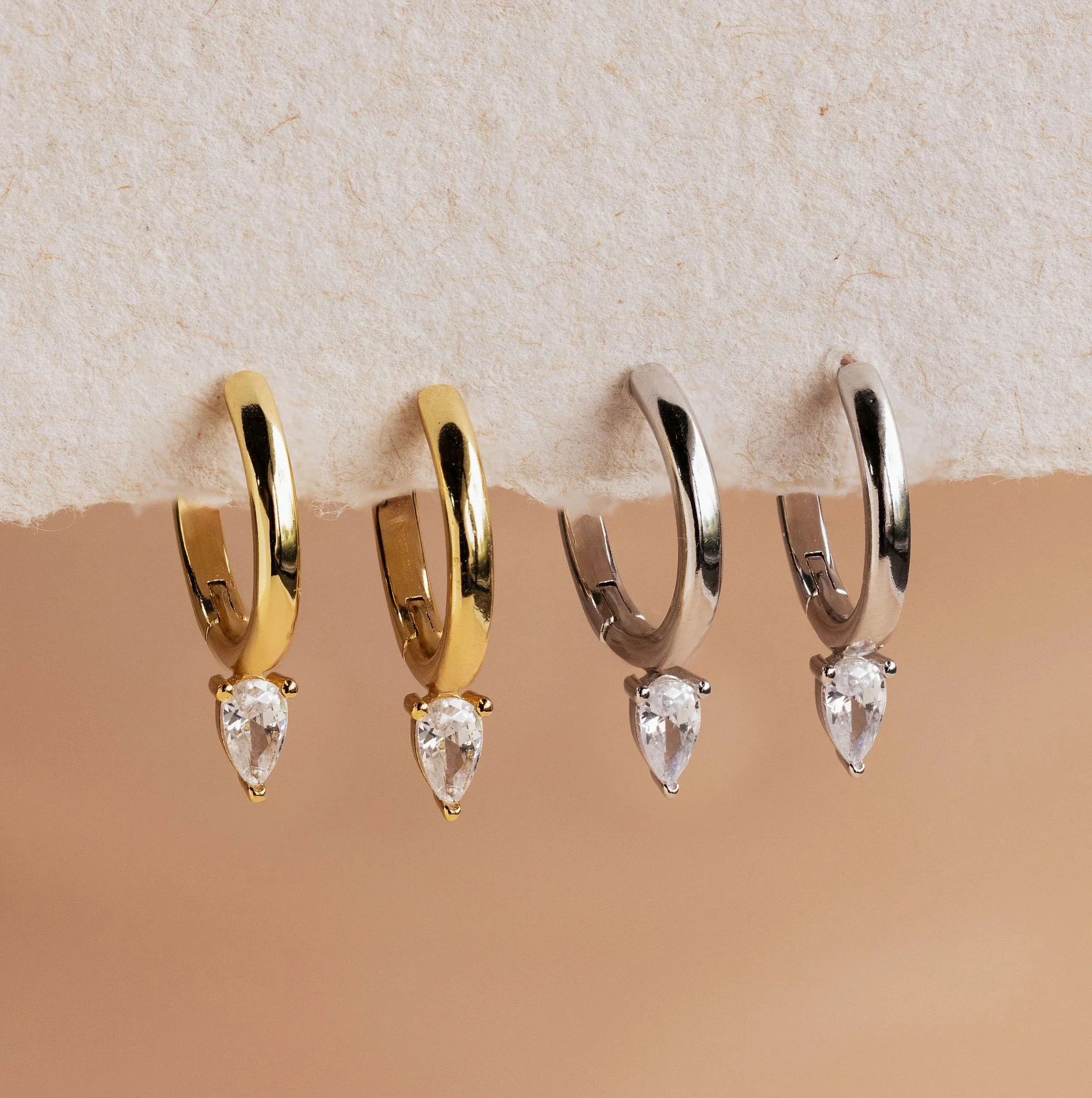 Pear Diamond Drop Hoops - Image 3