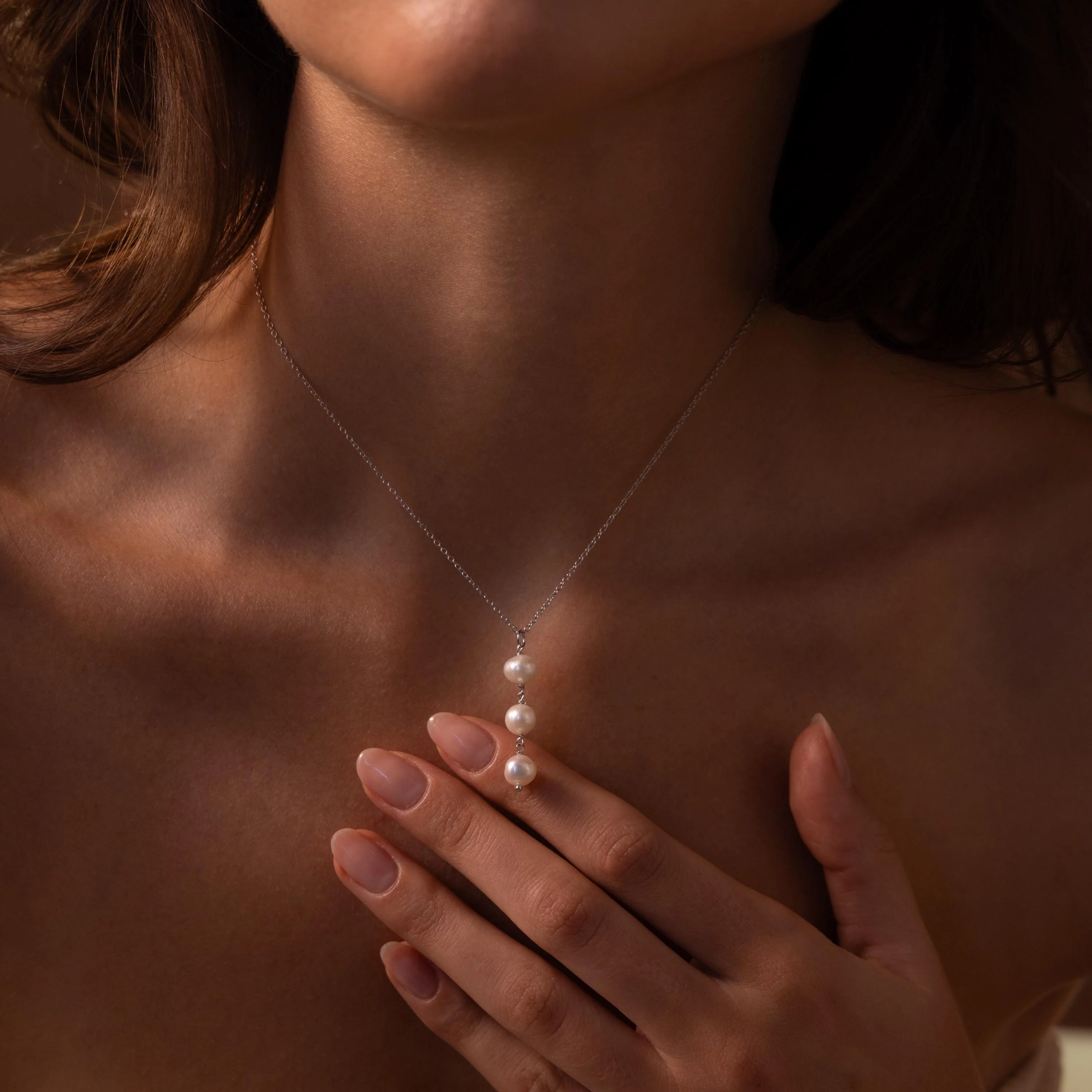 Pearl Cascade Necklace in Silver - Image 6