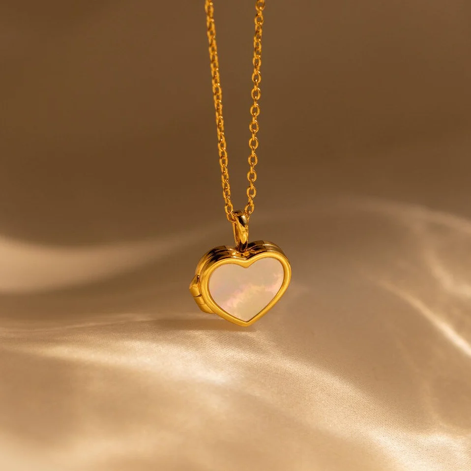 Pearl Heart Locket Necklace