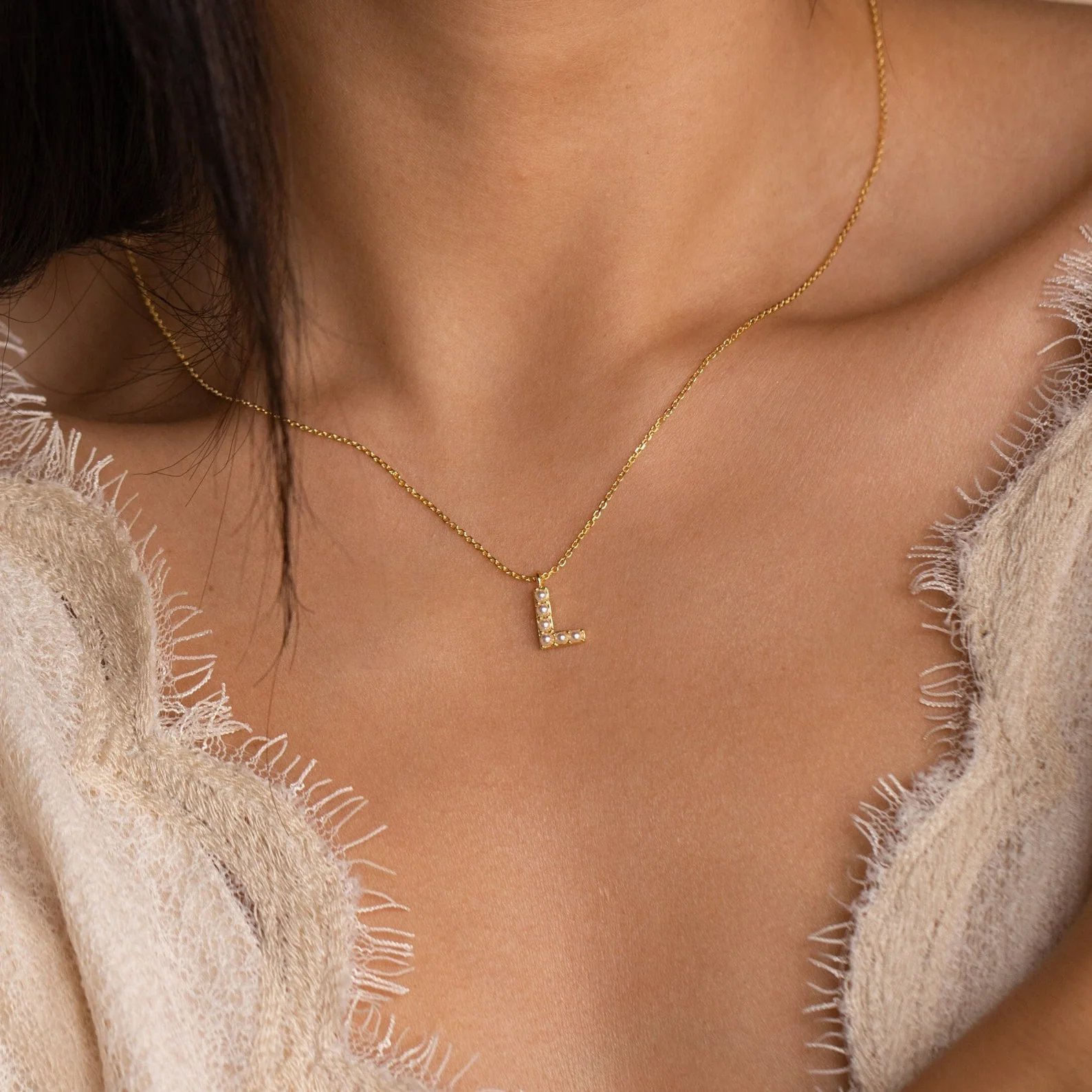Pearl Letter Necklace - Image 2