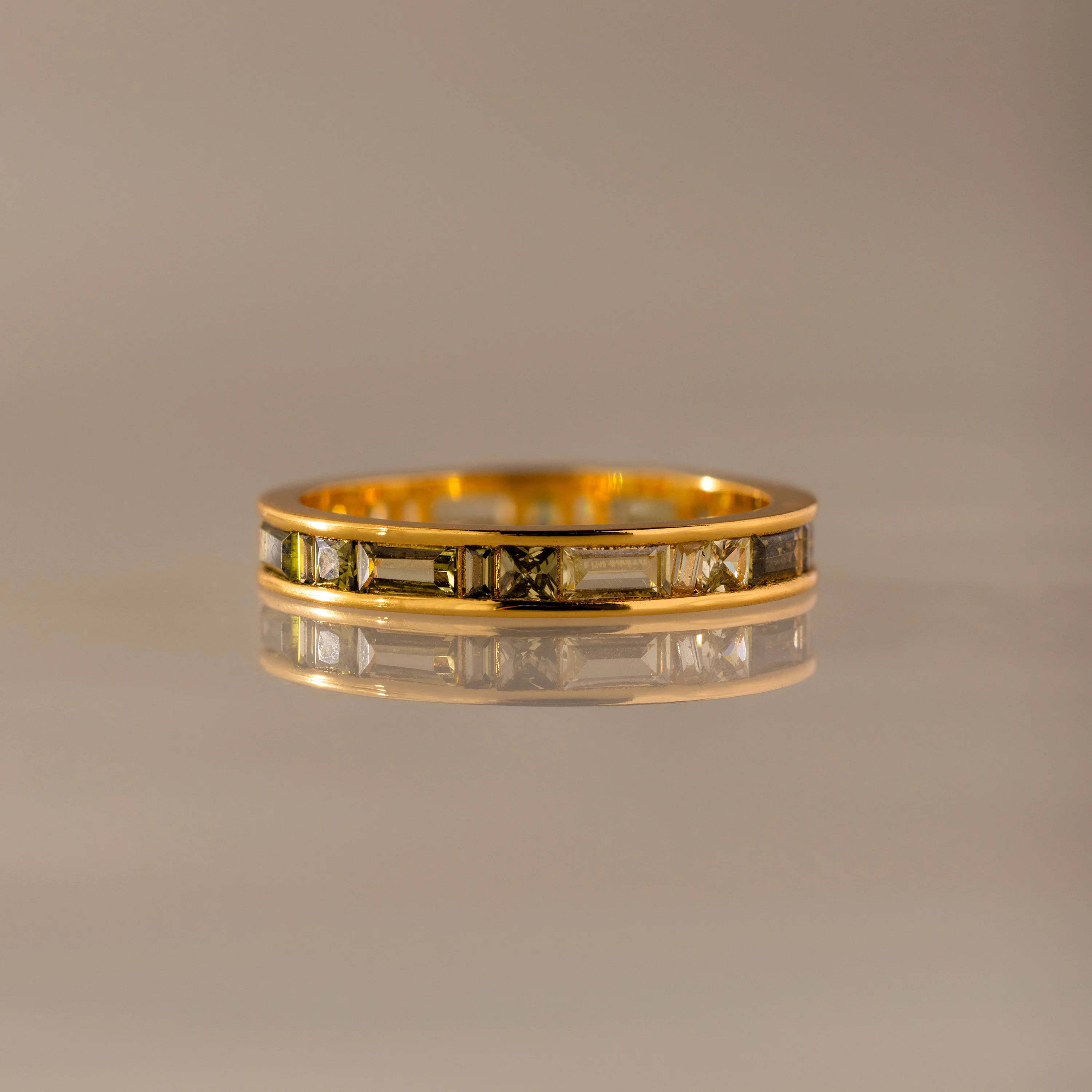 Peridot Inlay Eternity Ring
