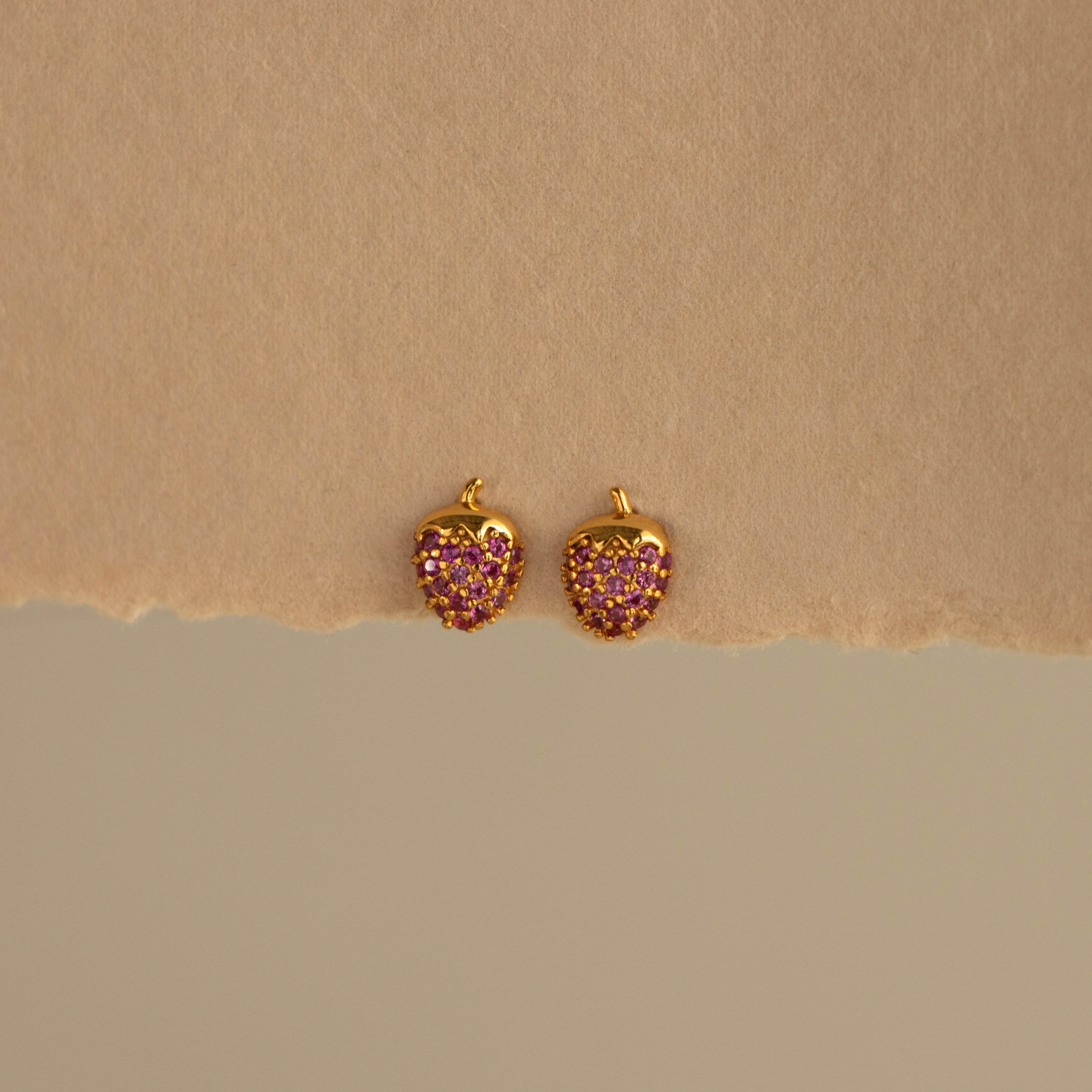 Pink Tourmaline Strawberry Studs