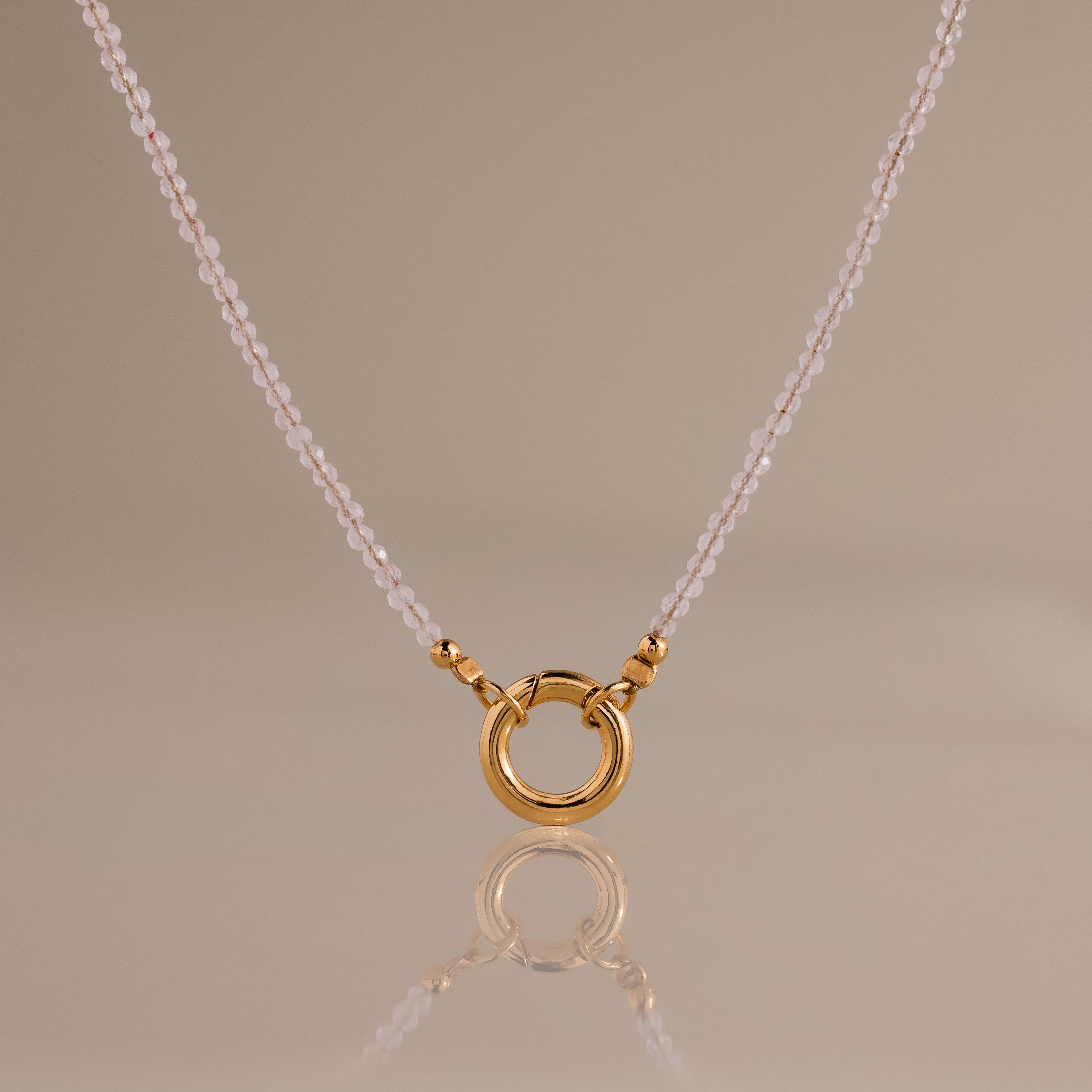 Quartz Beaded Charm Necklace in 18K Gold
