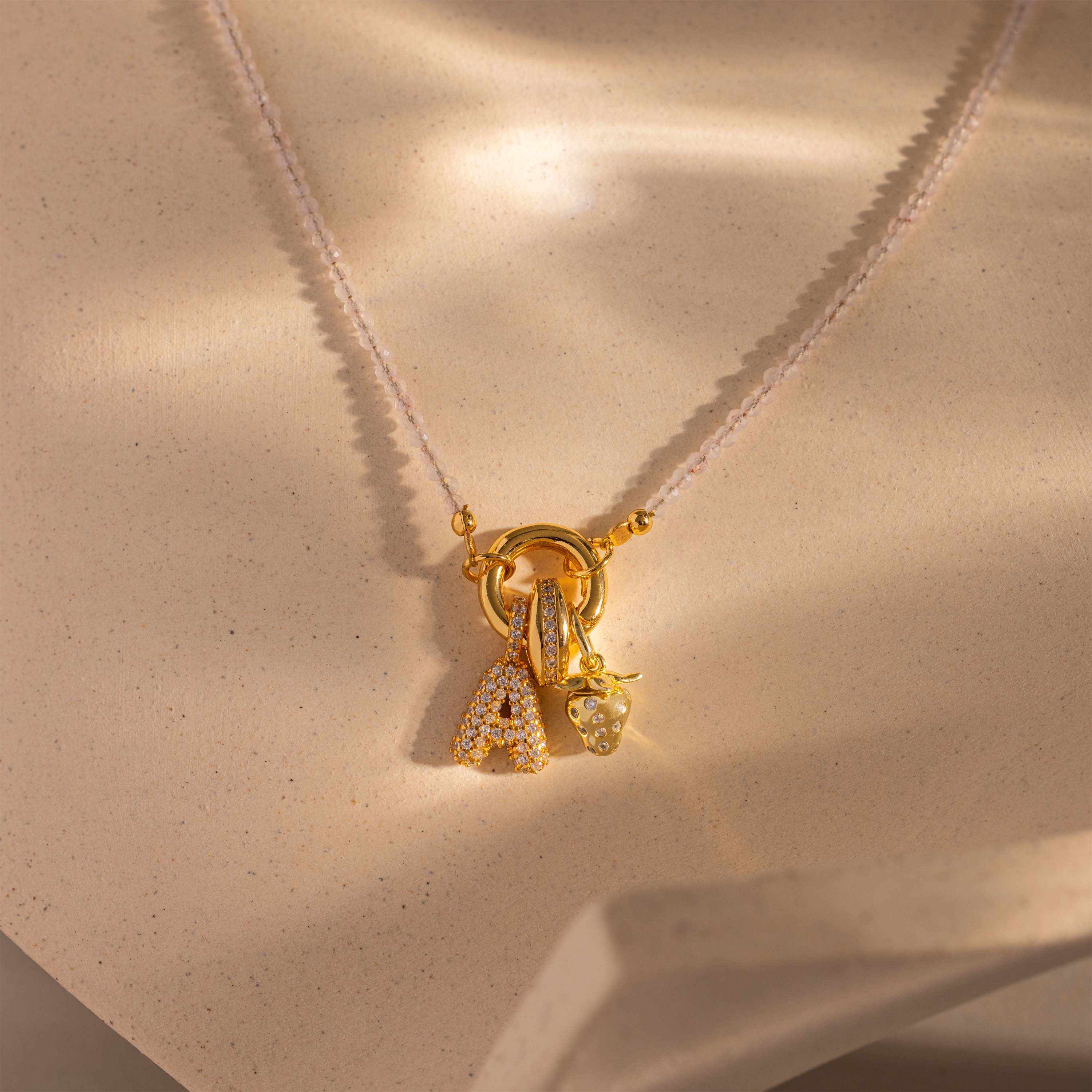 Quartz Beaded Charm Necklace in 18K Gold - Image 5