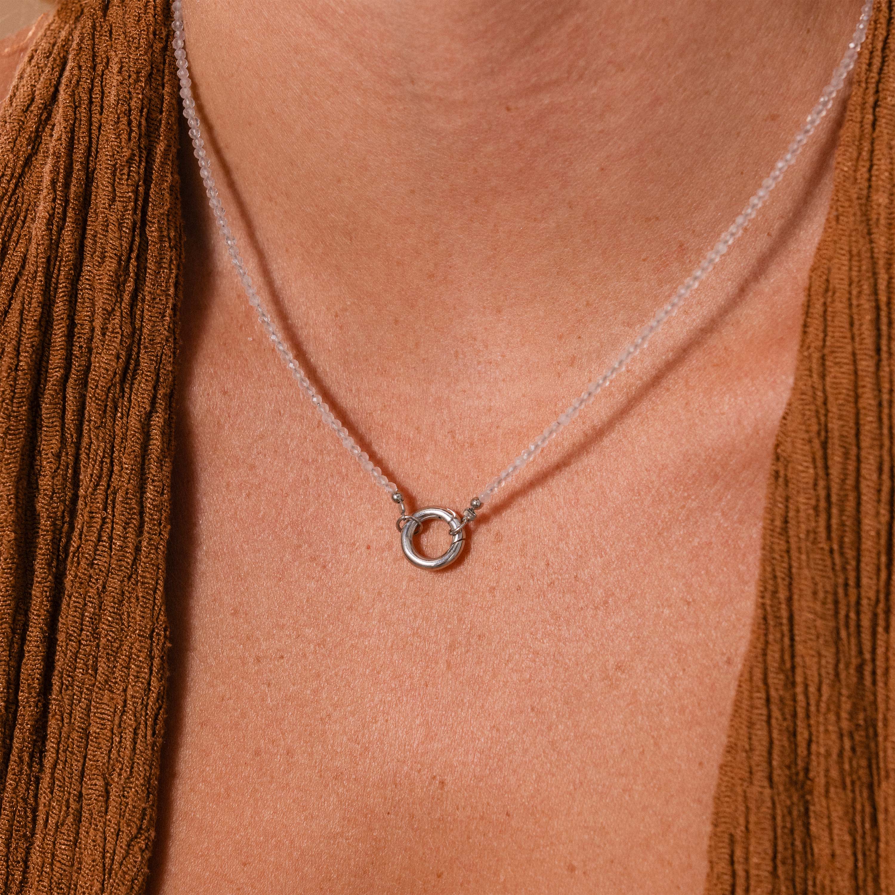 Quartz Beaded Charm Necklace in Silver - Image 2