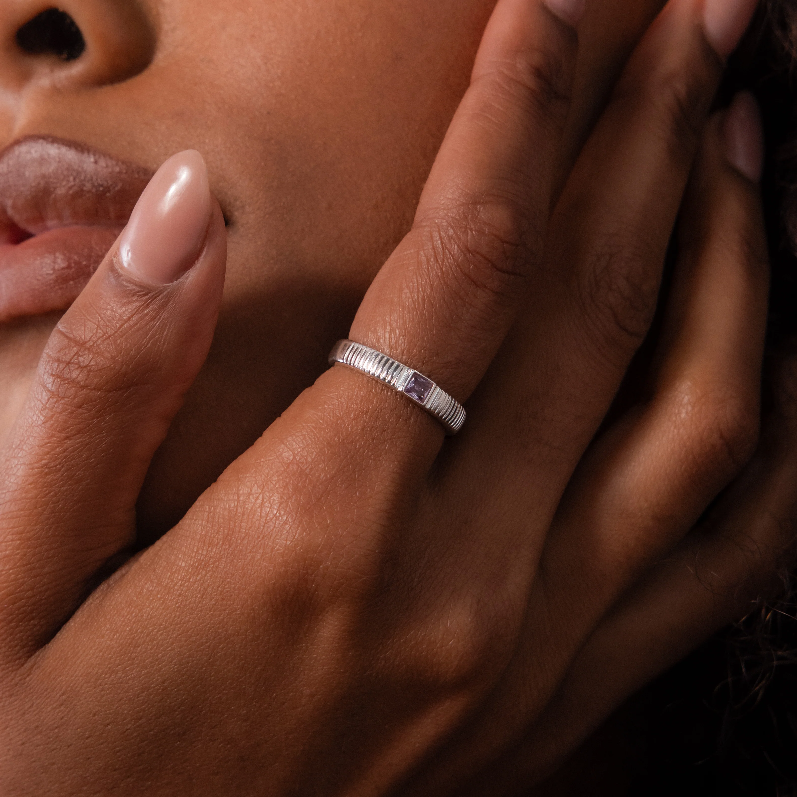 Ribbed Birthstone Band - Image 9