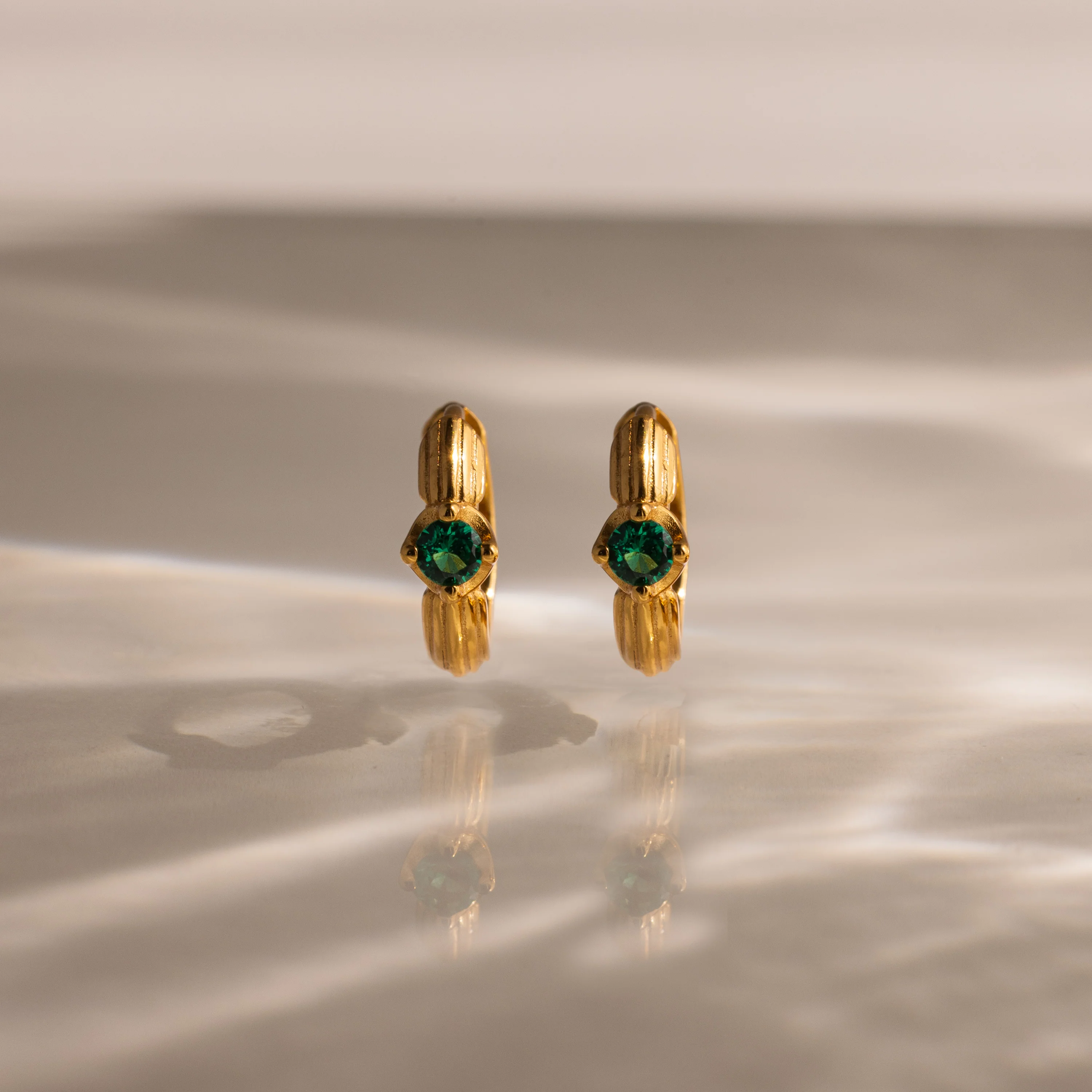 Ribbed Birthstone Huggies - Image 5