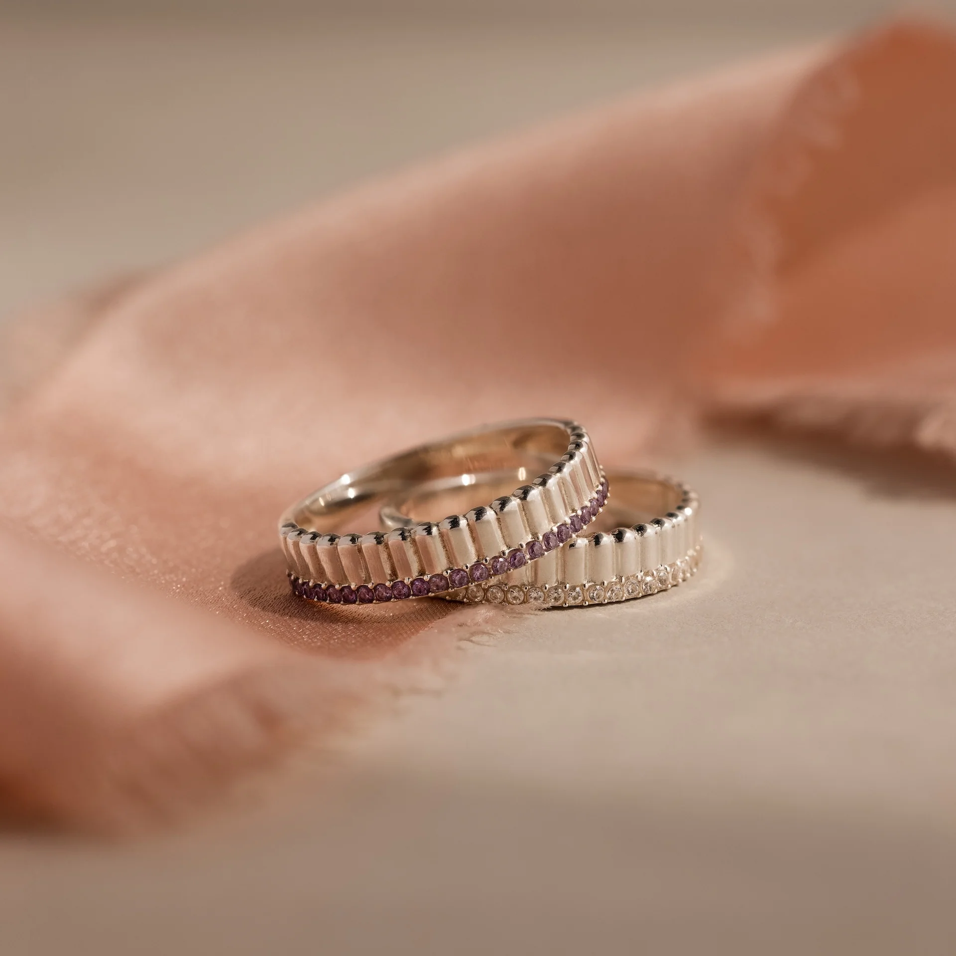 Ribbed Birthstone Stack Ring - Image 17