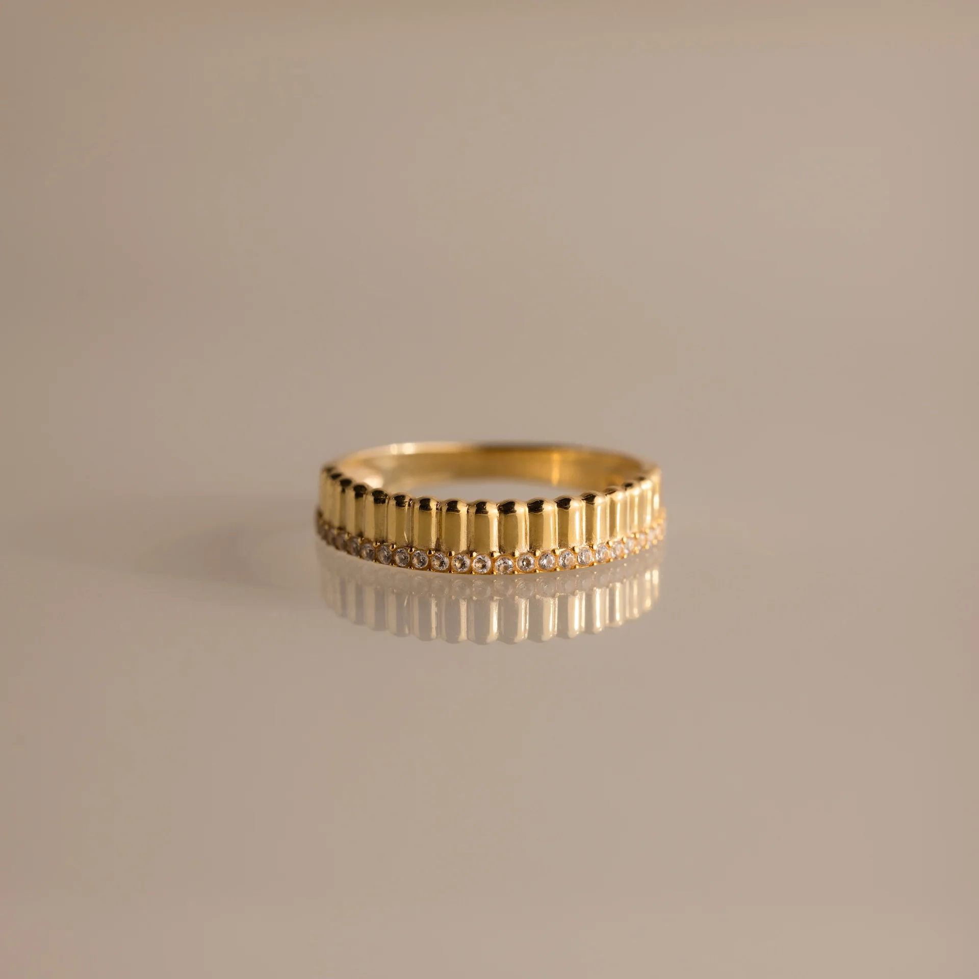 Ribbed Birthstone Stack Ring - Image 6