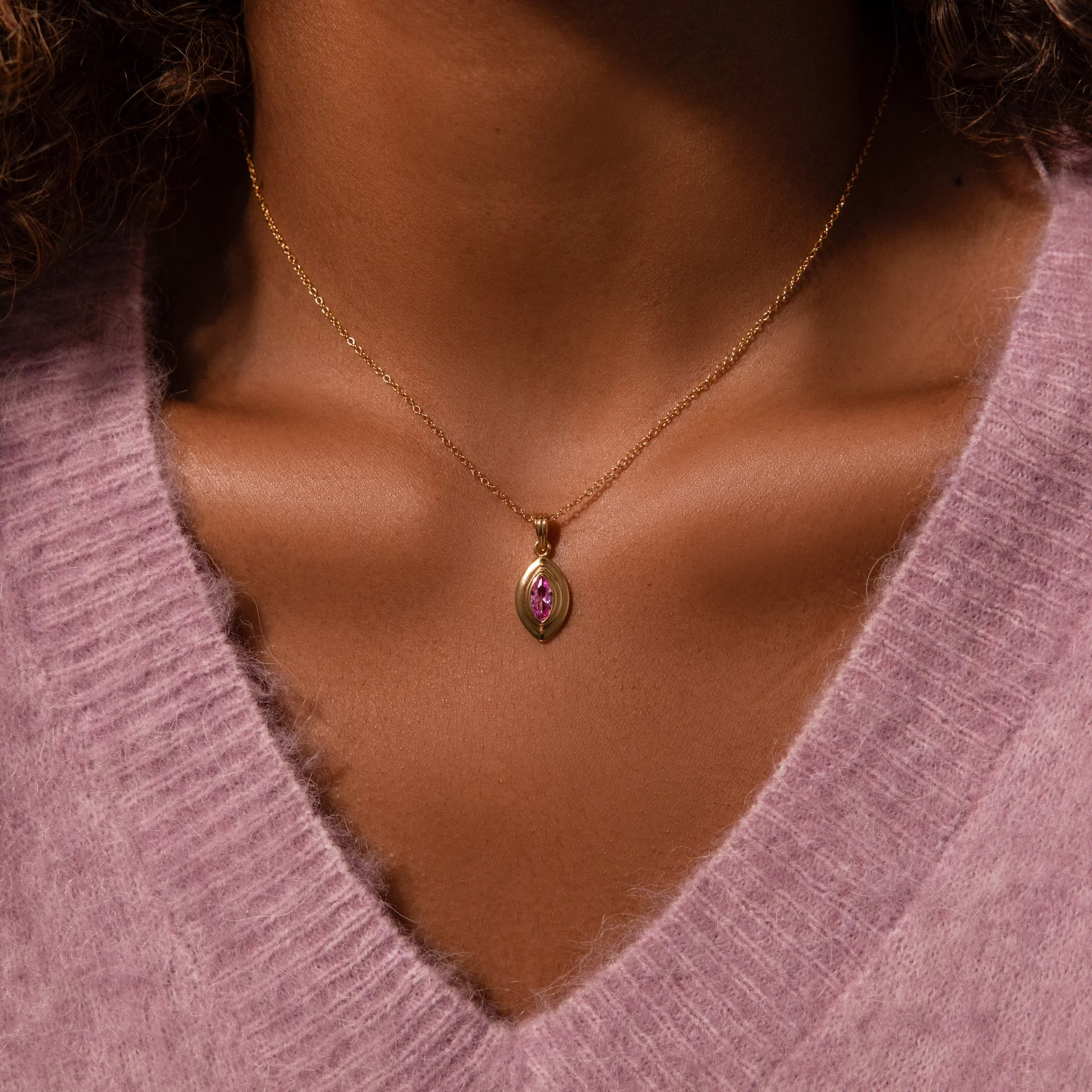 Ribbed Ruby Pendant Necklace - Image 2
