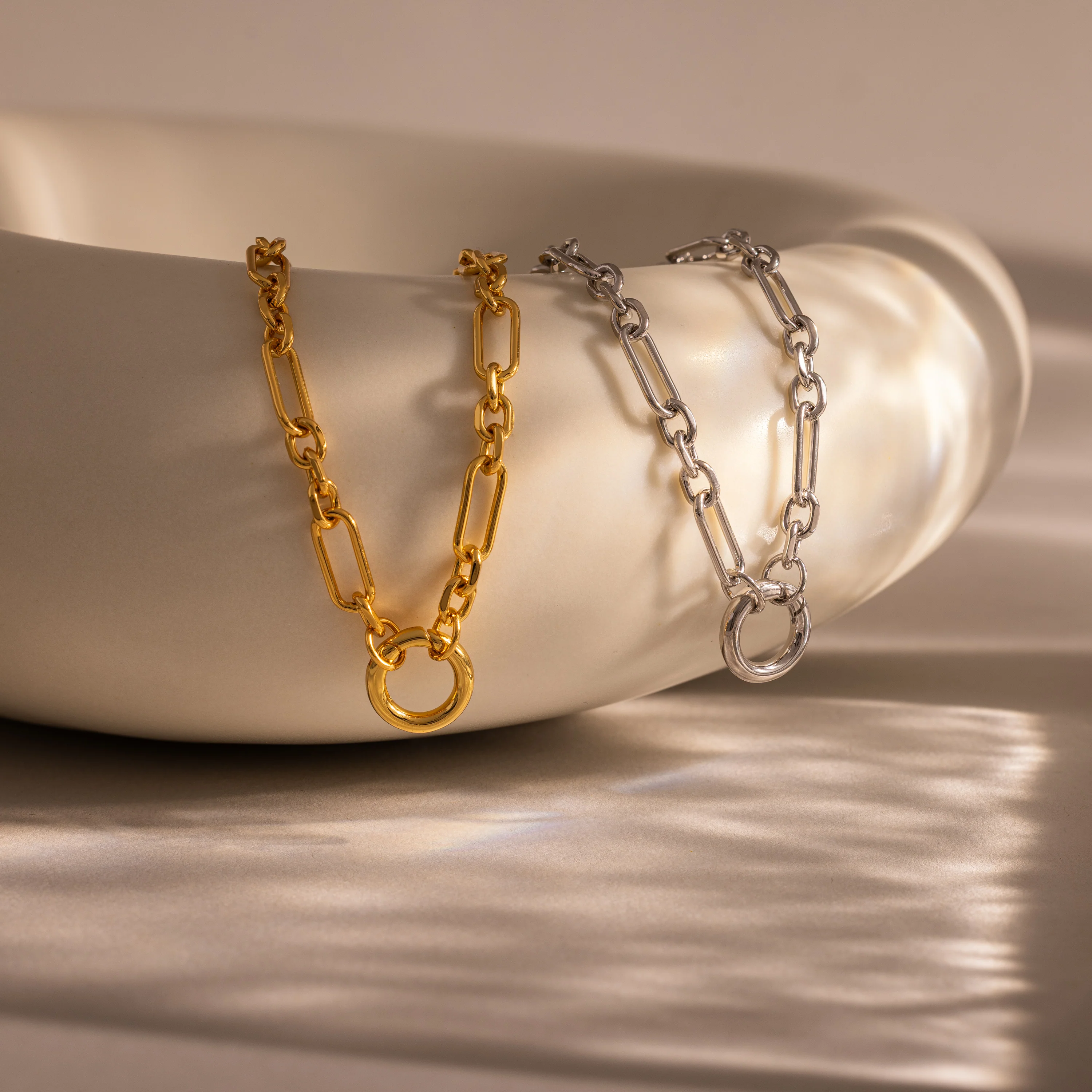 Rolo Circle Figaro Necklace - Image 3