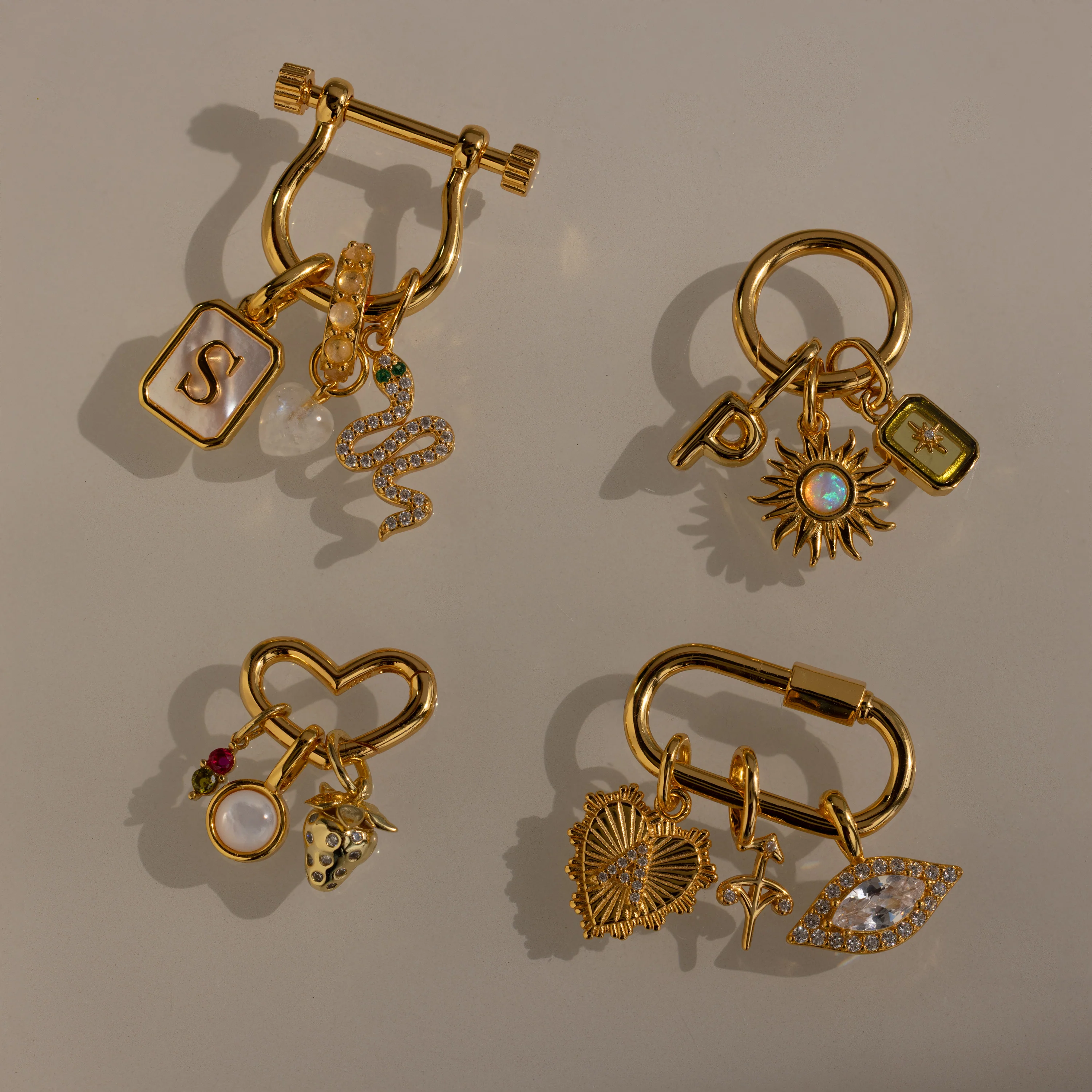 Round Carabiner Charm Set in 18K Gold - Image 7