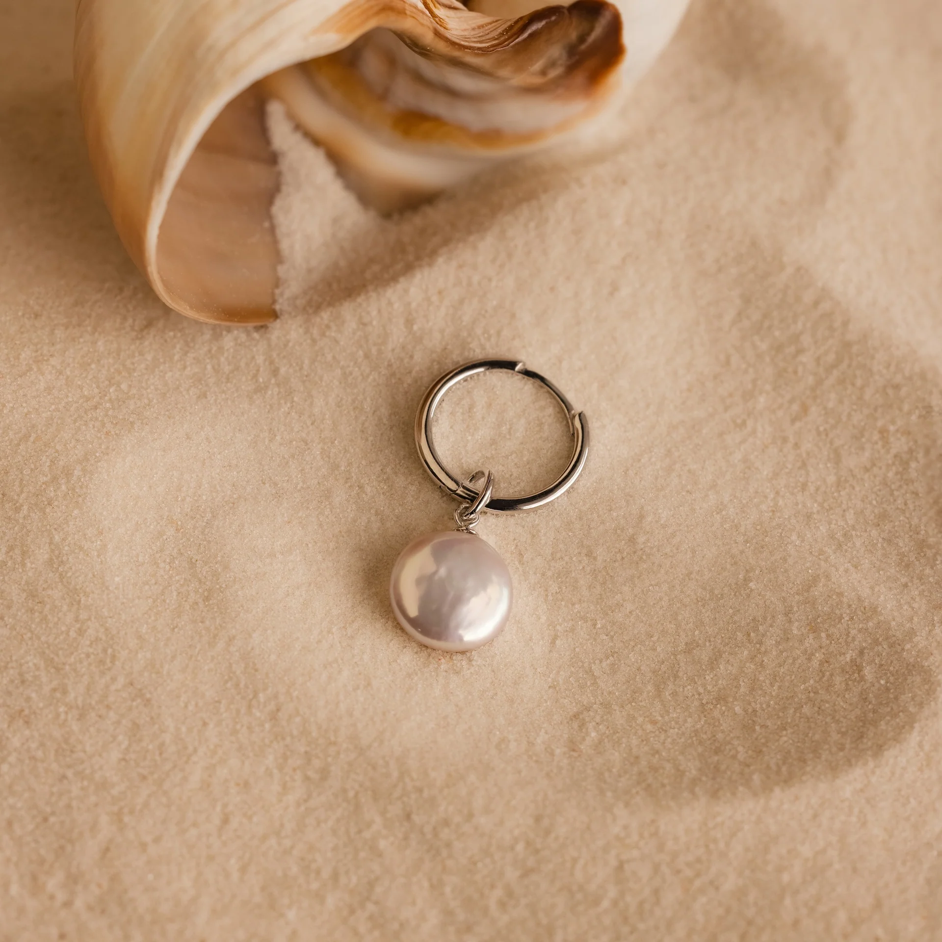 Round Pearl Charm in Silver