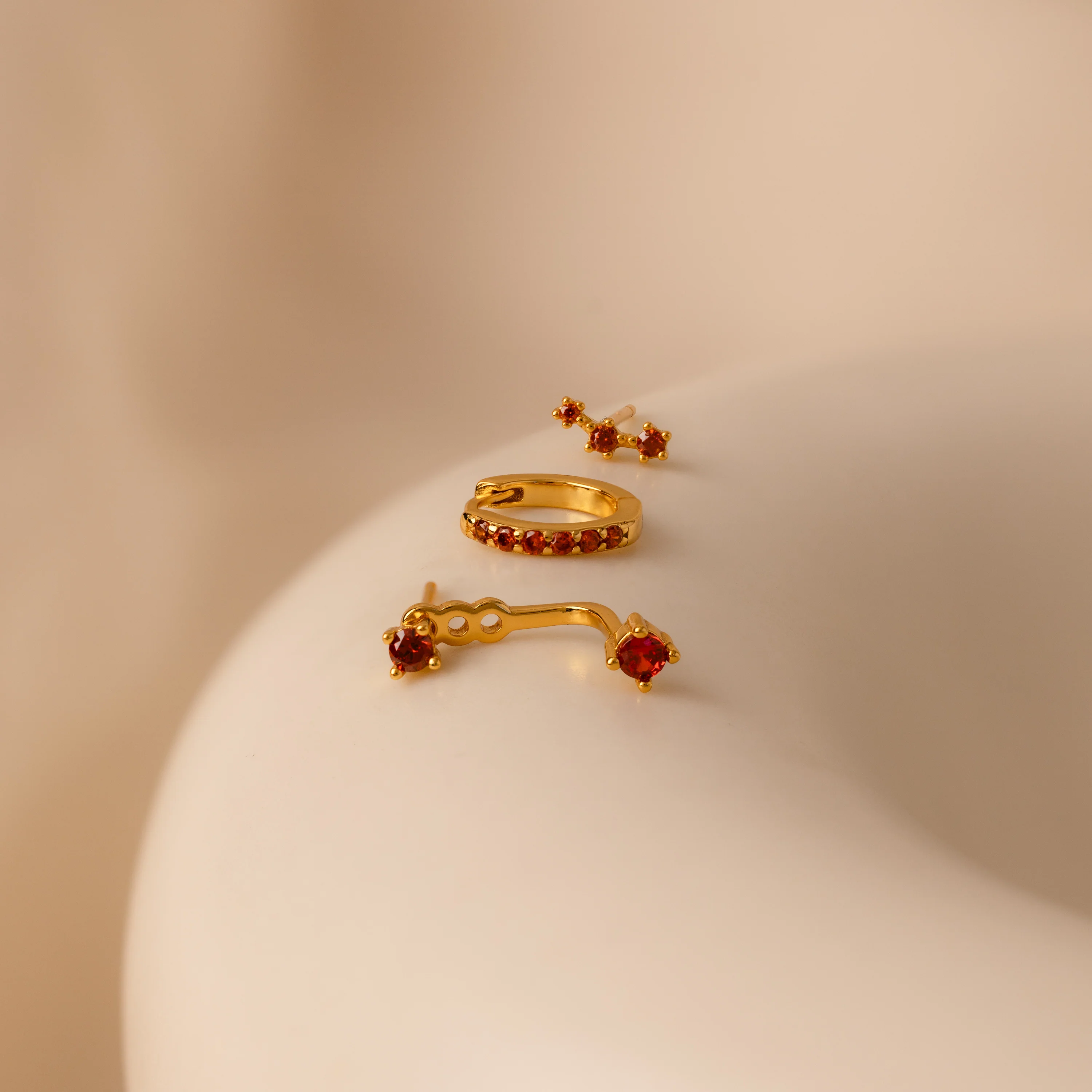 Ruby Earring Trio Set - Image 3