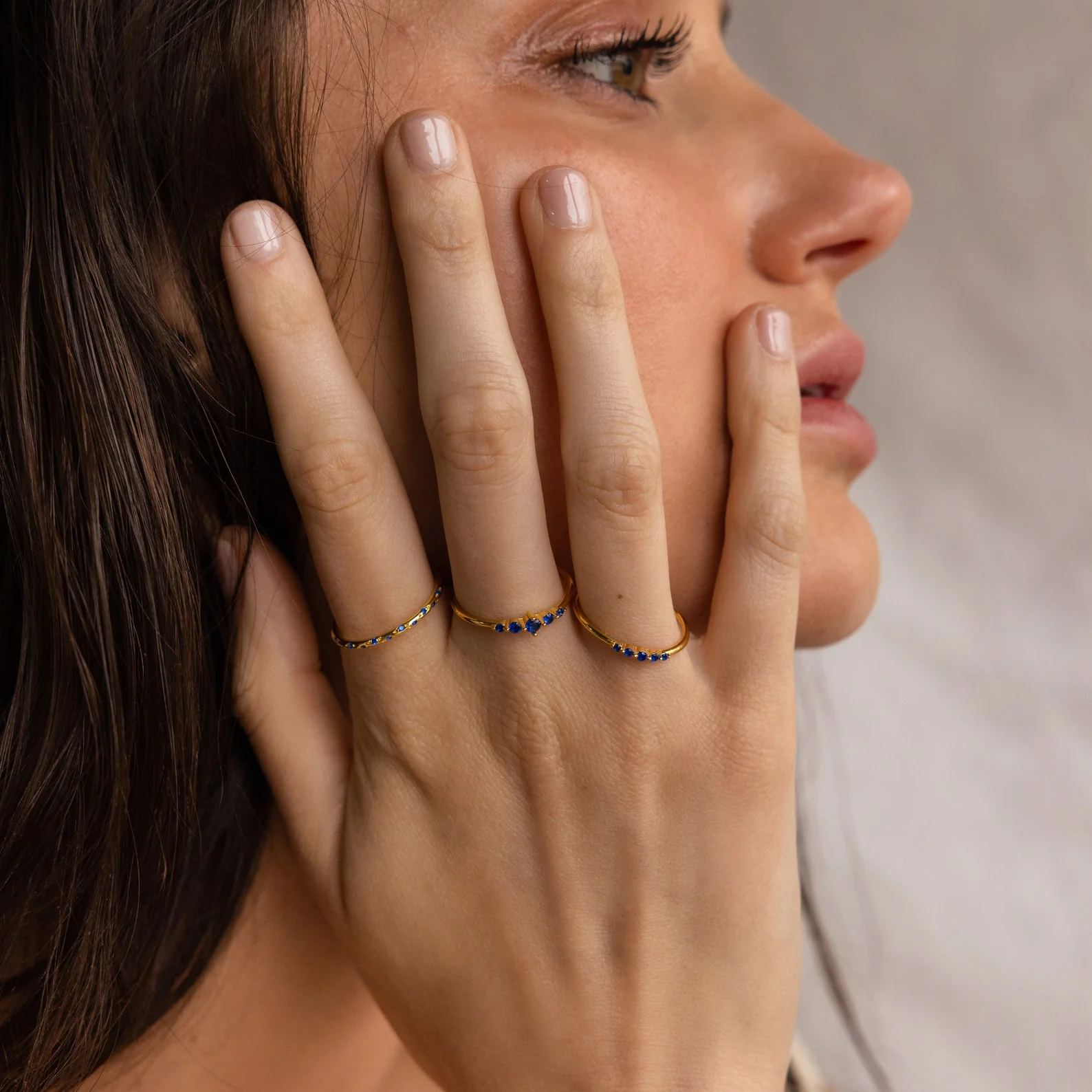 Sapphire Stacking Ring Set in 18K Gold - Image 4