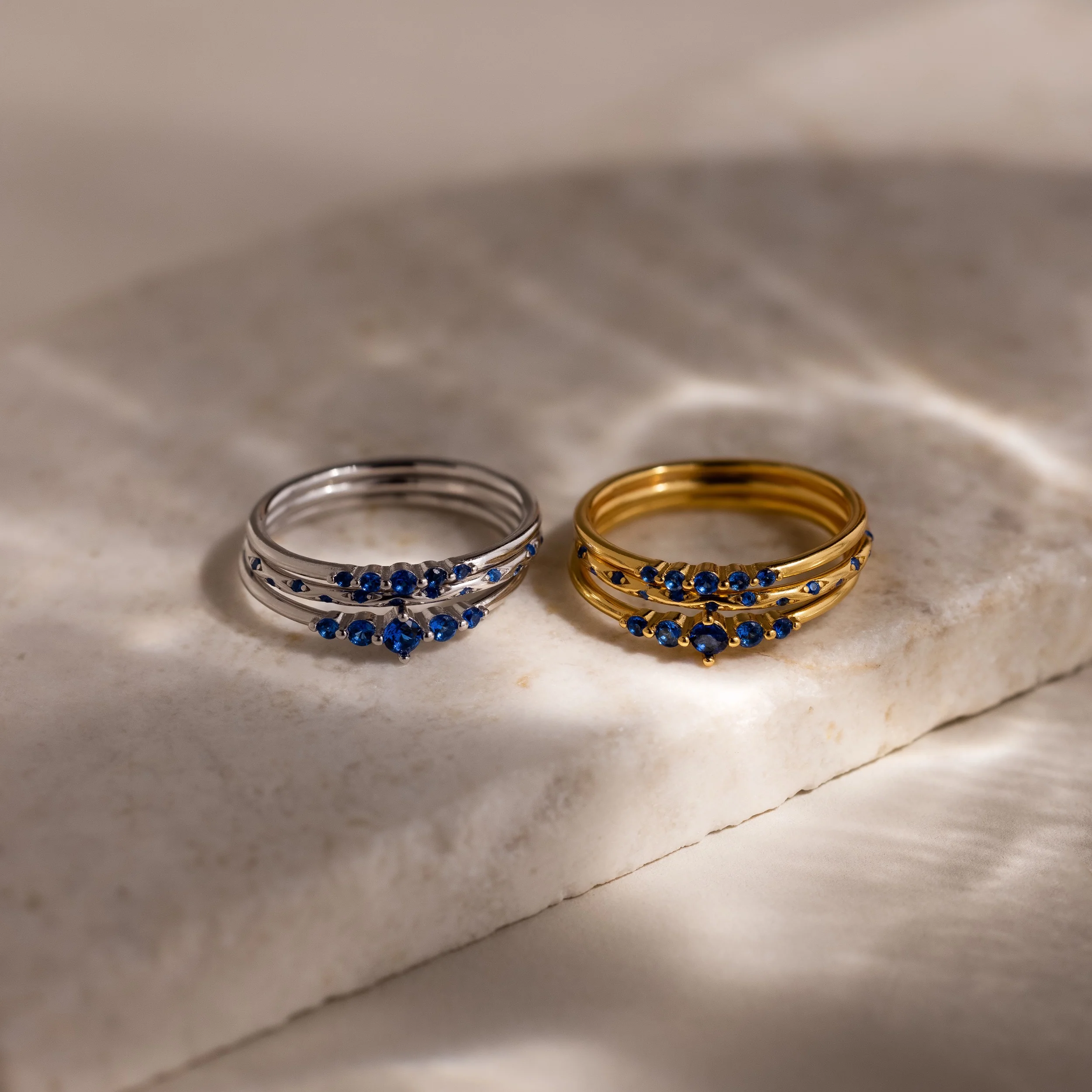 Sapphire Stacking Ring Set in Silver - Image 6