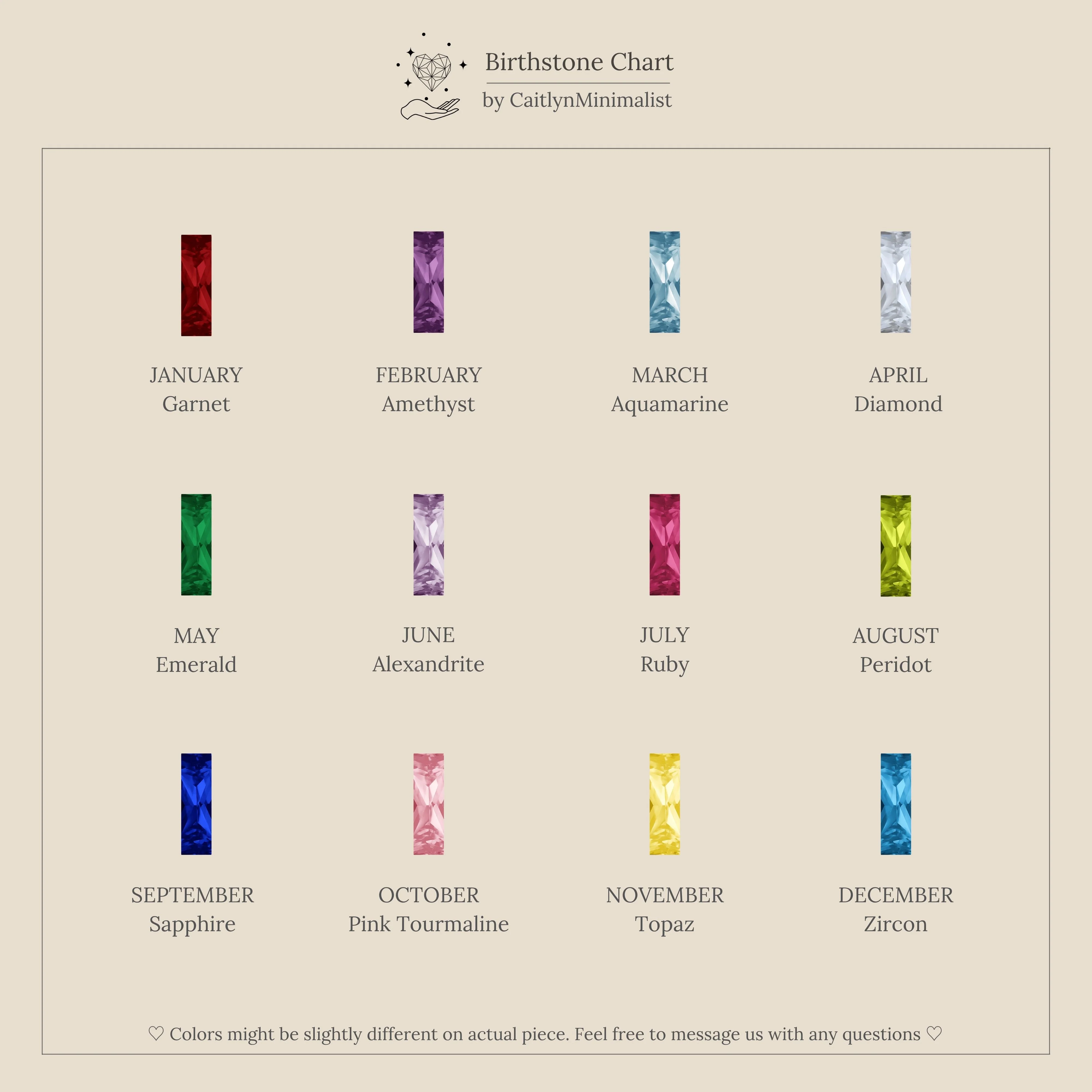 Skinny Baguette Birthstone Charm - Image 11