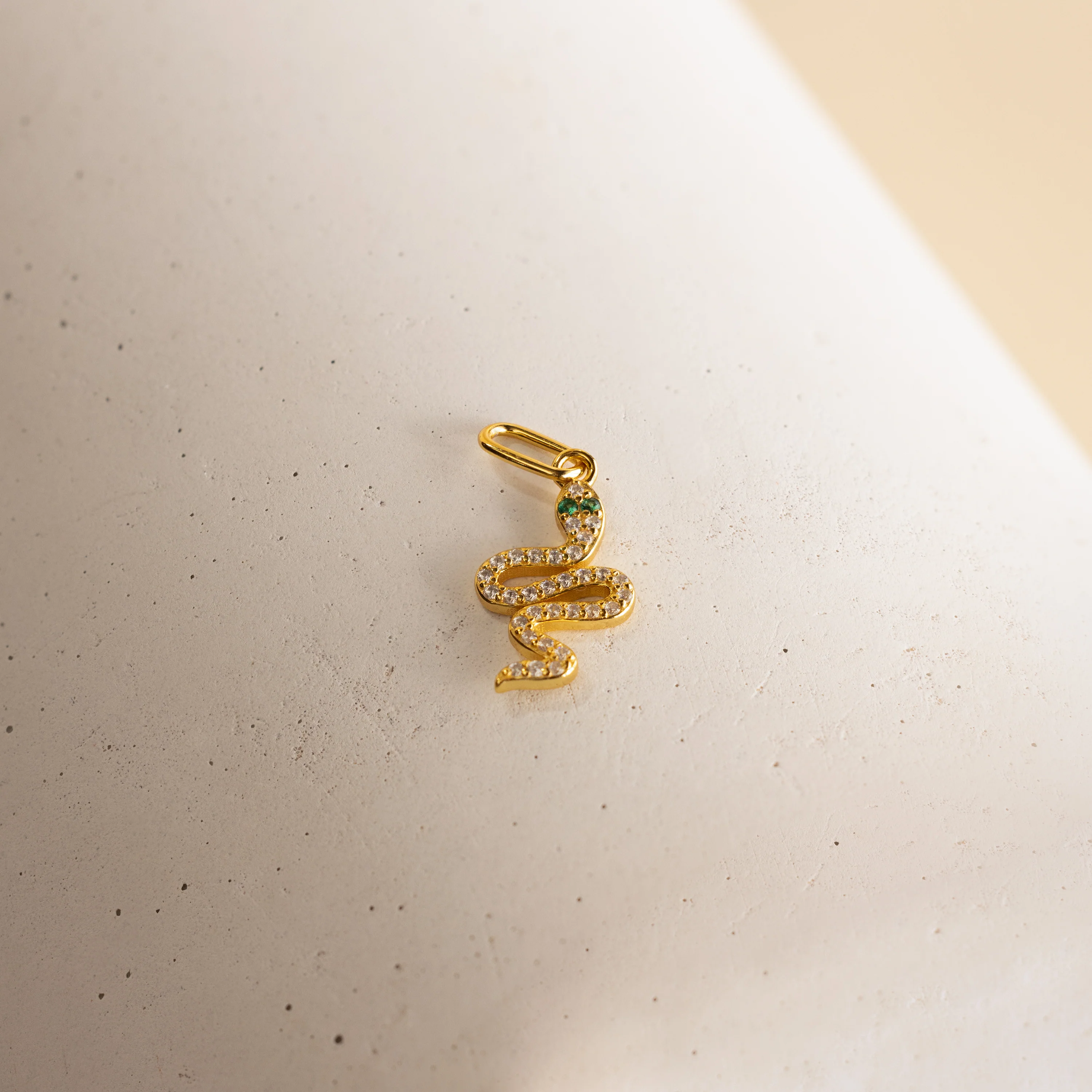 Diamond Snake Charm in 18K Gold