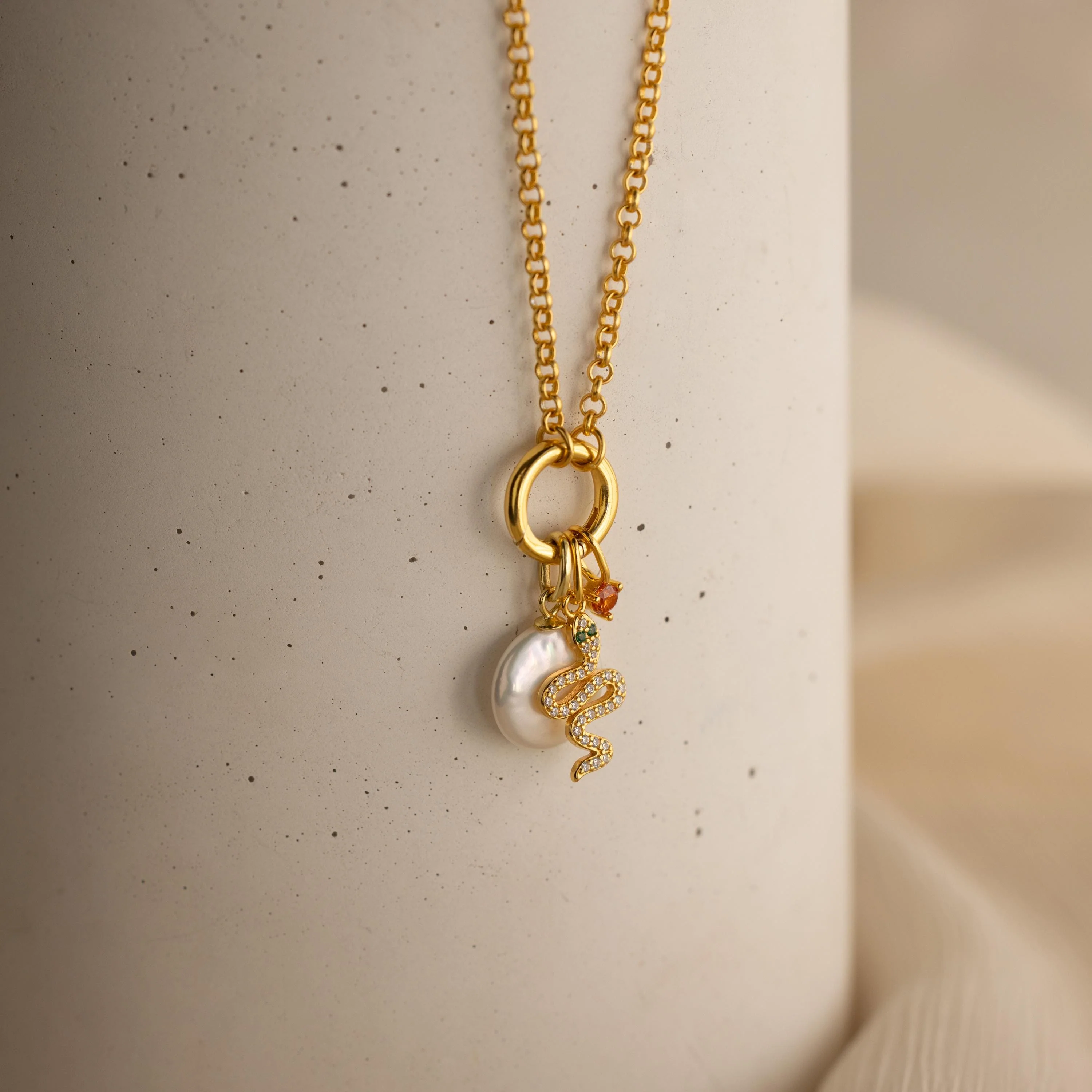 Diamond Snake Charm in 18K Gold - Image 5