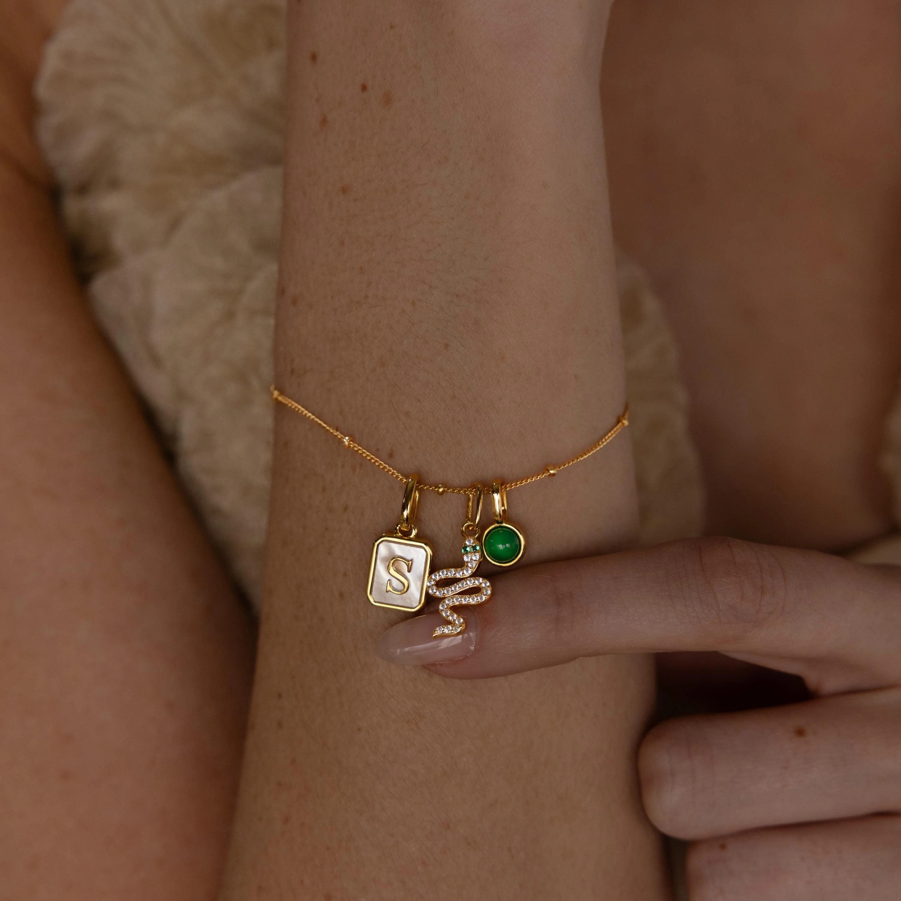 Diamond Snake Charm in 18K Gold - Image 6