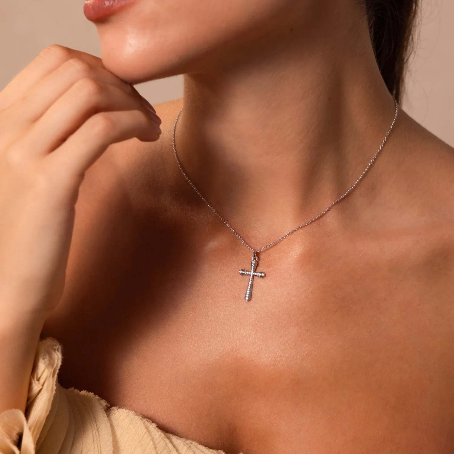 Solace Pave Cross Necklace - Image 6