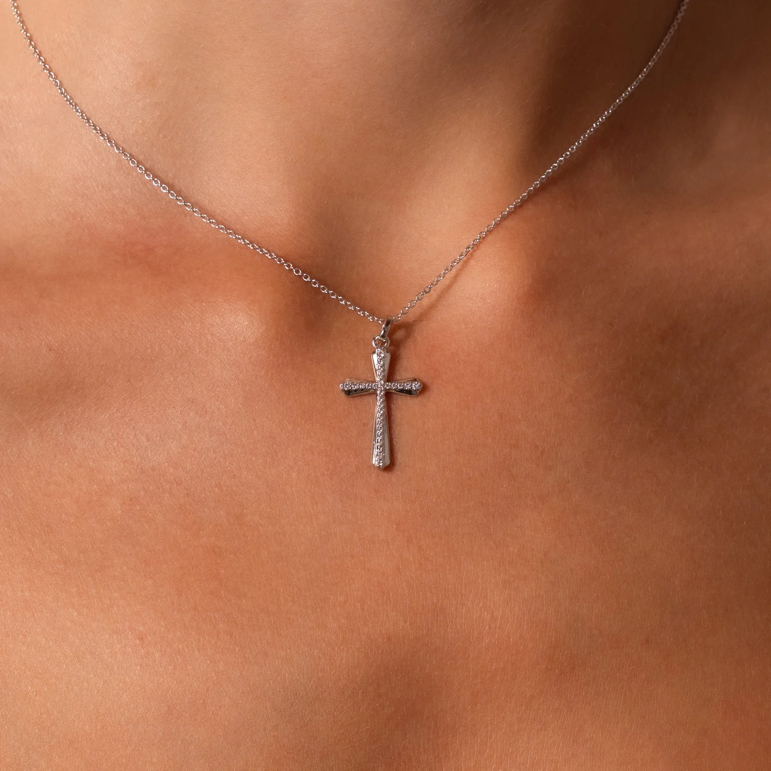Solace Pave Cross Necklace in Silver - Image 2