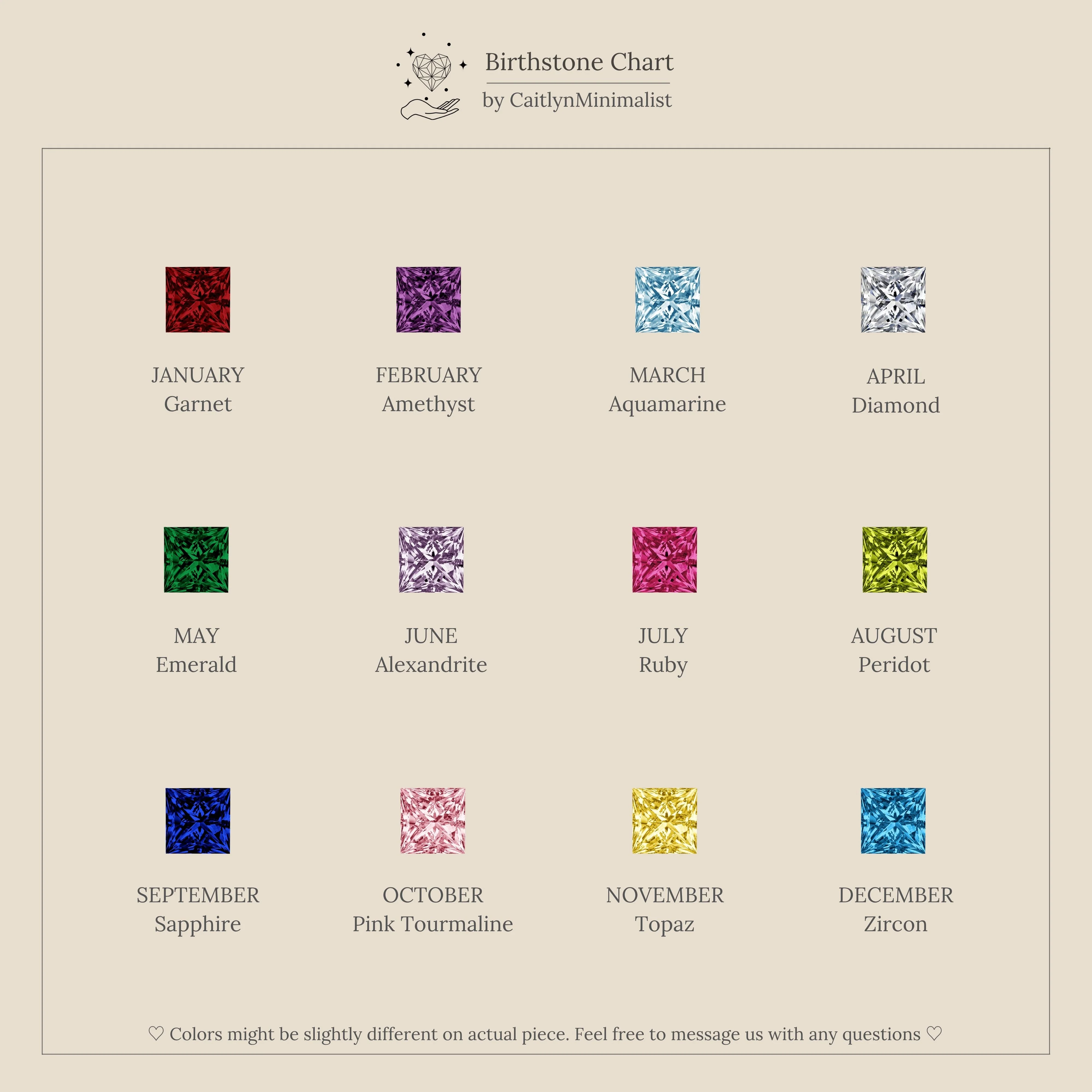 Square Bezel Garnet Charm - Image 6