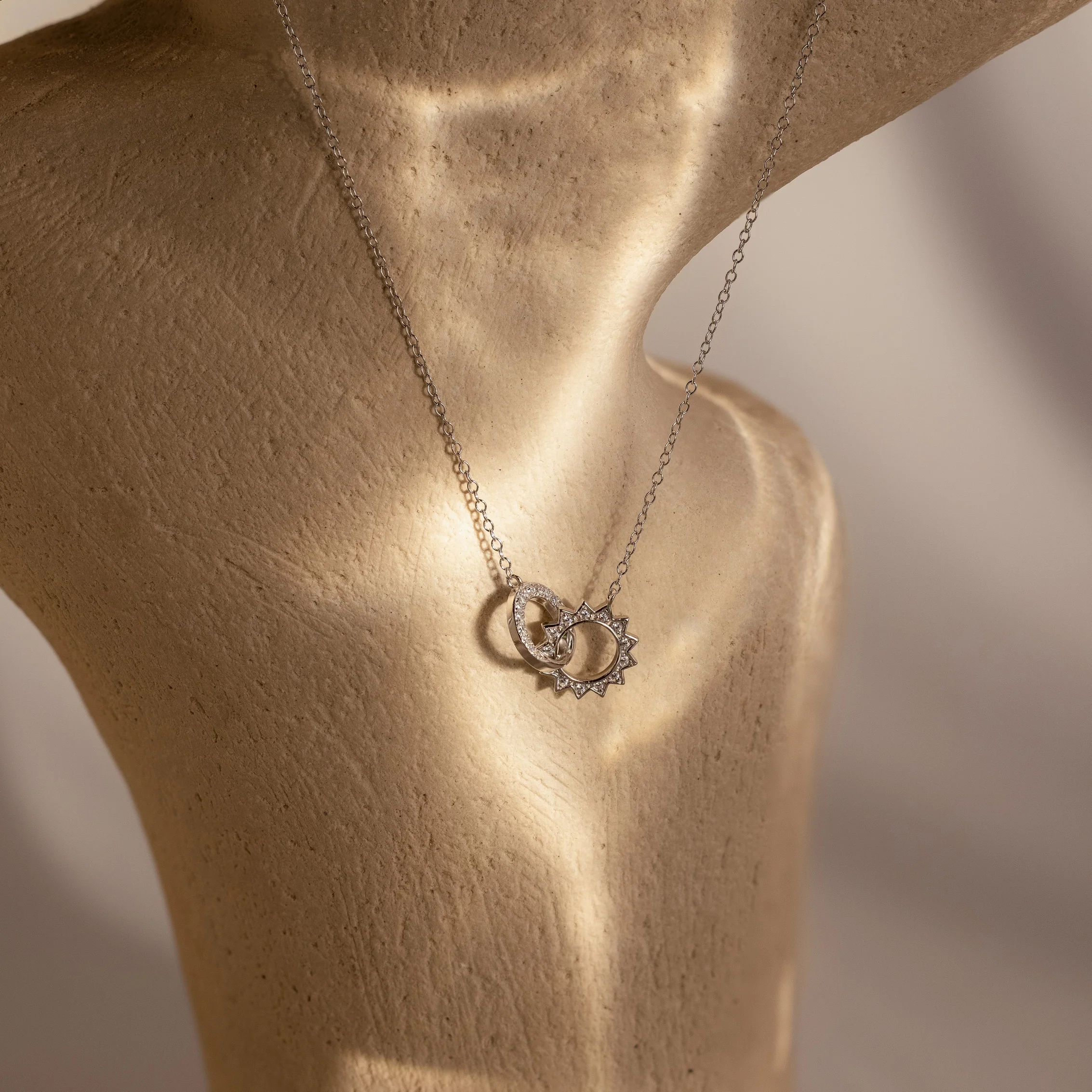 Sun & Moon Eternity Necklace in Silver