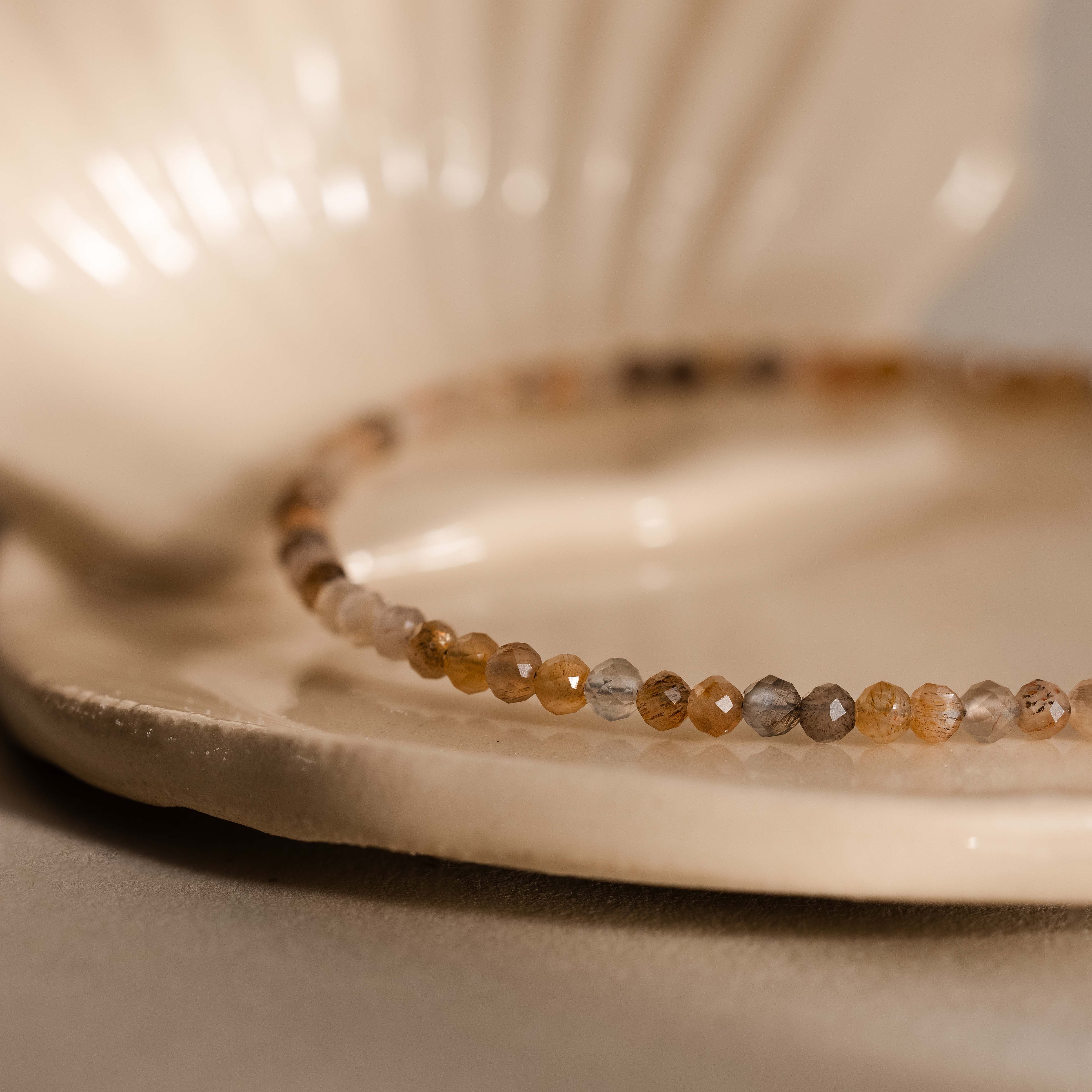 Sunstone Beaded Charm Anklet in Silver - Image 3