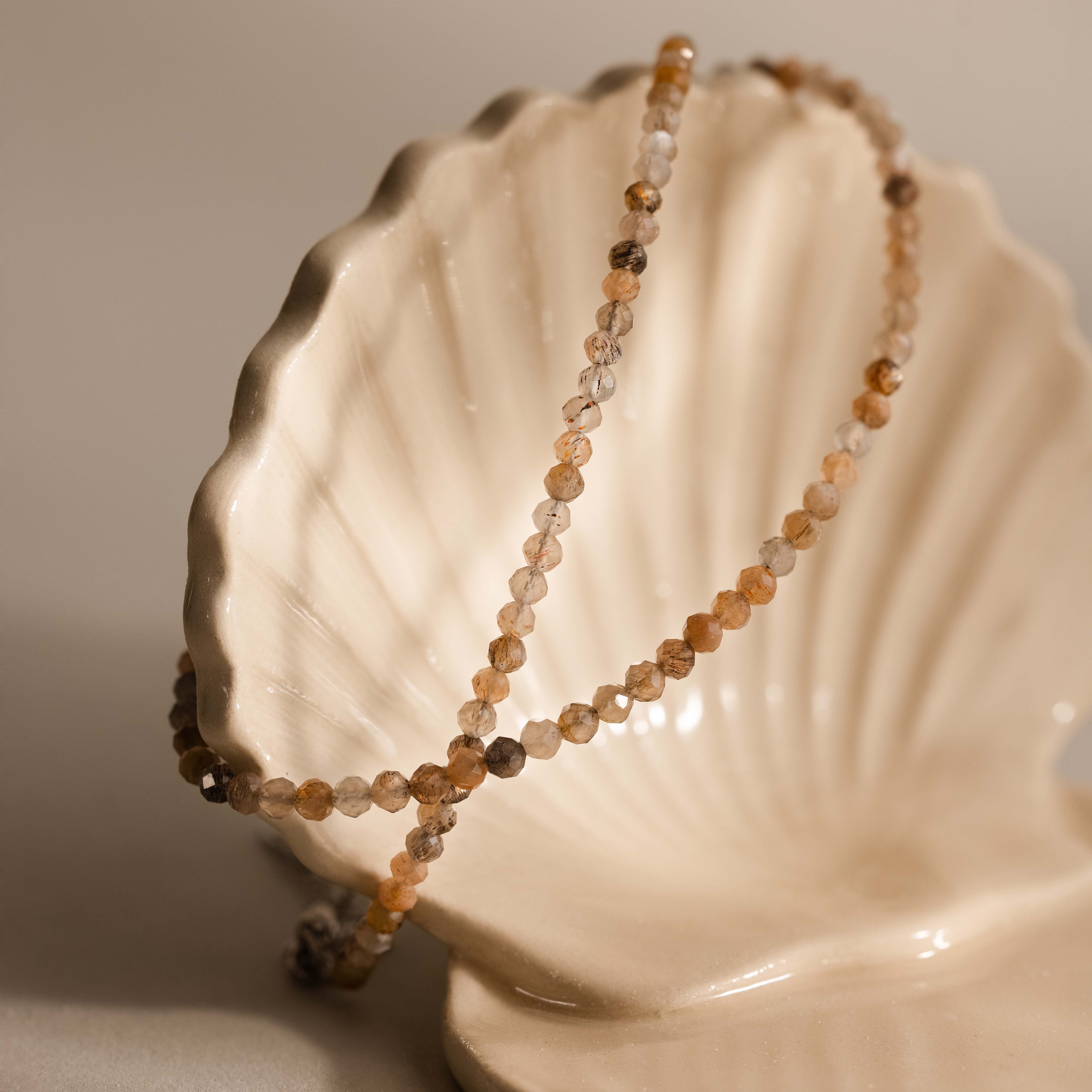 Sunstone Beaded Charm Anklet in Silver - Image 7